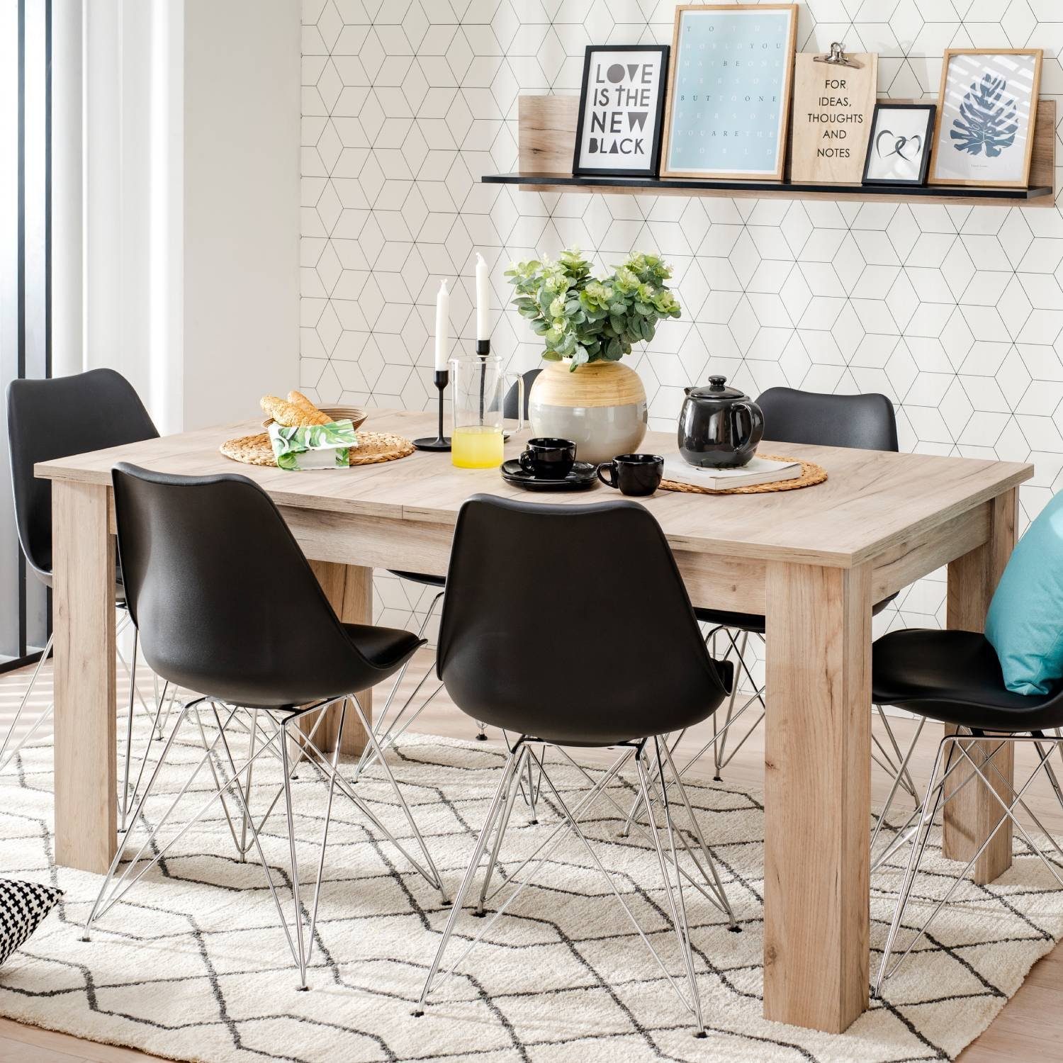 Homestyle4u Esstisch Grau 90x160 cm Eiche 2185 günstig online kaufen