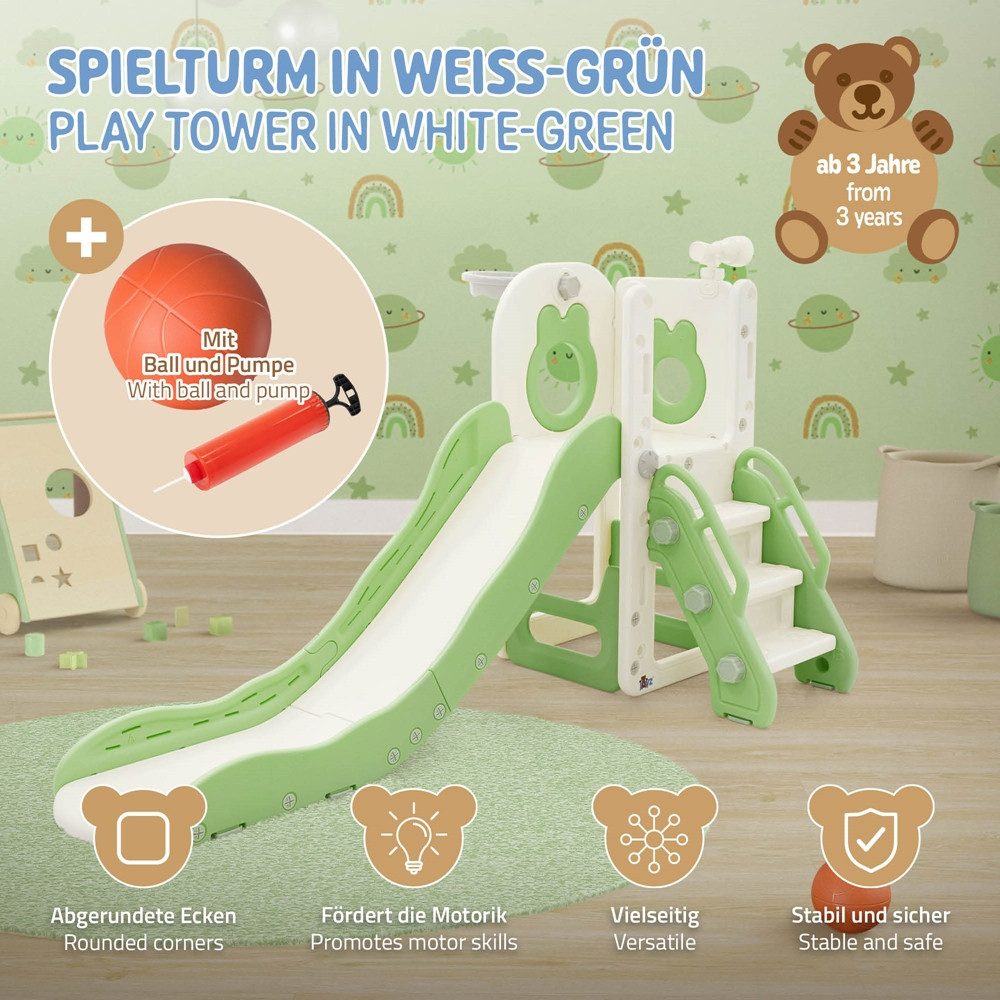 Joyz Rutsche Spielzeug Set 3in1 mit Rutsche und Basketballkorb, Kinderrutsc günstig online kaufen