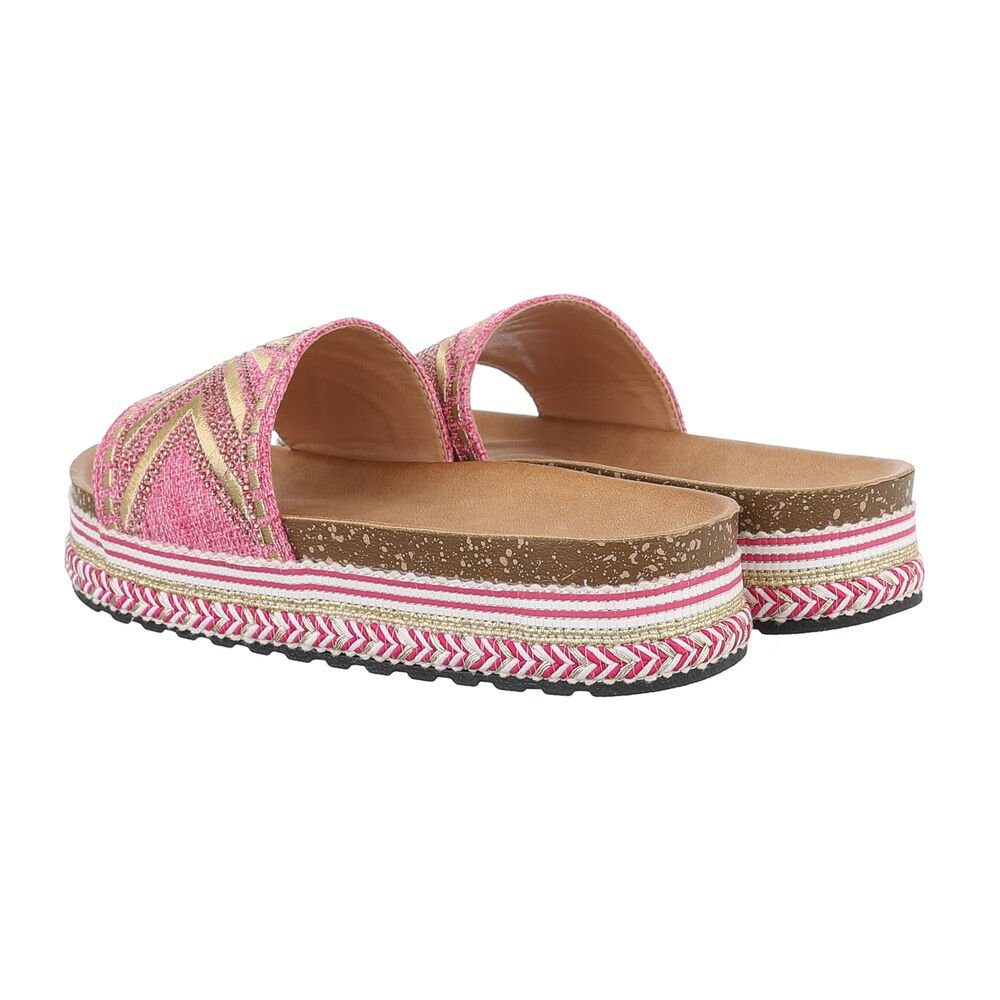 Ital-Design Bequeme Sommersandalen für stilbewusste Frauen Plateausandaletten (85698144) Flach Pantoletten in Rosa