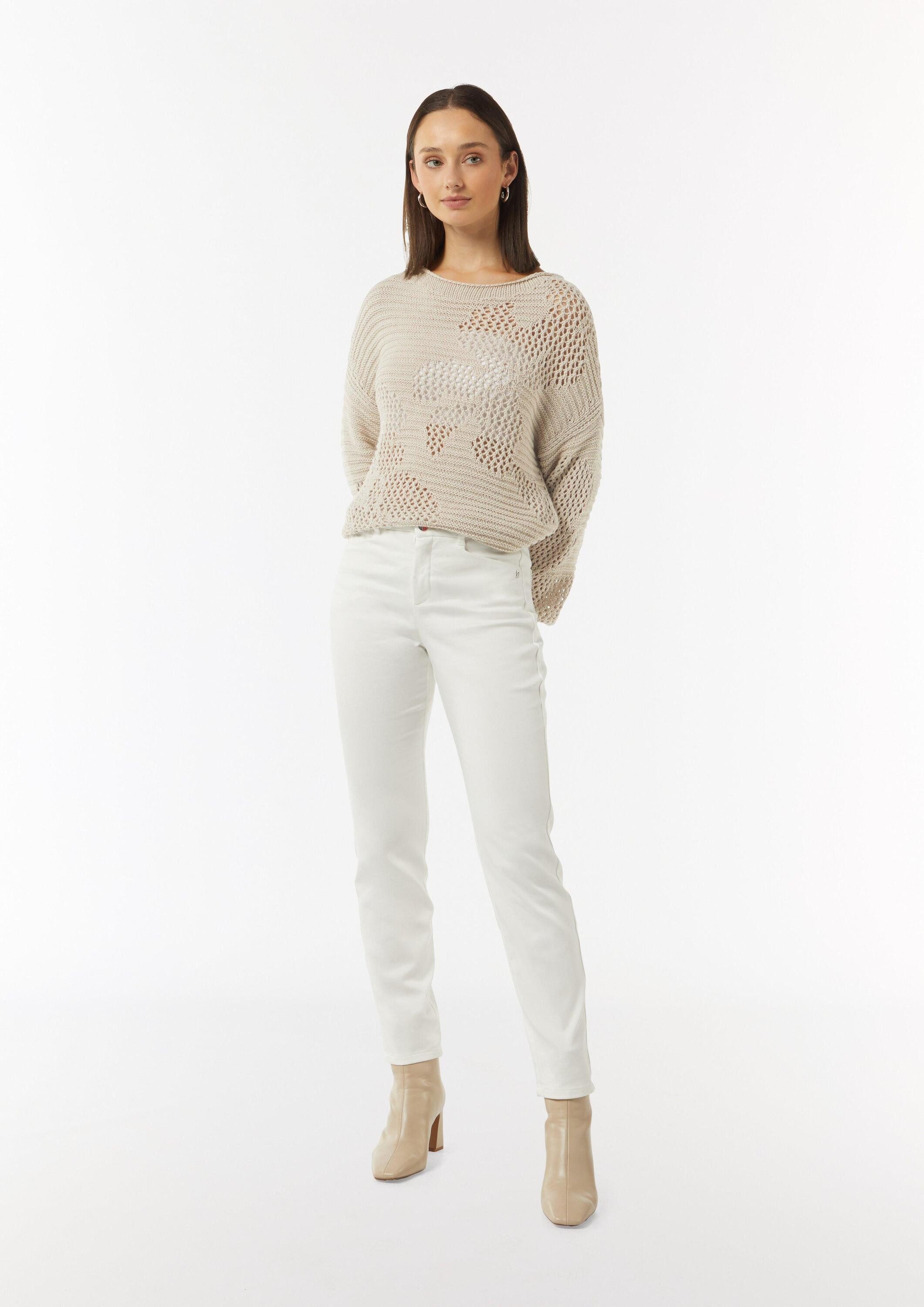 comma Longpullover Strickpullover Strickpullover mit Ajourmuster