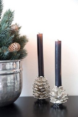 EDZARD Kerzenleuchter Zapfen, Kerzenhalter im Tannen-Design, Weihnachtsdeko, Höhe 6 cm, Ø 7 cm