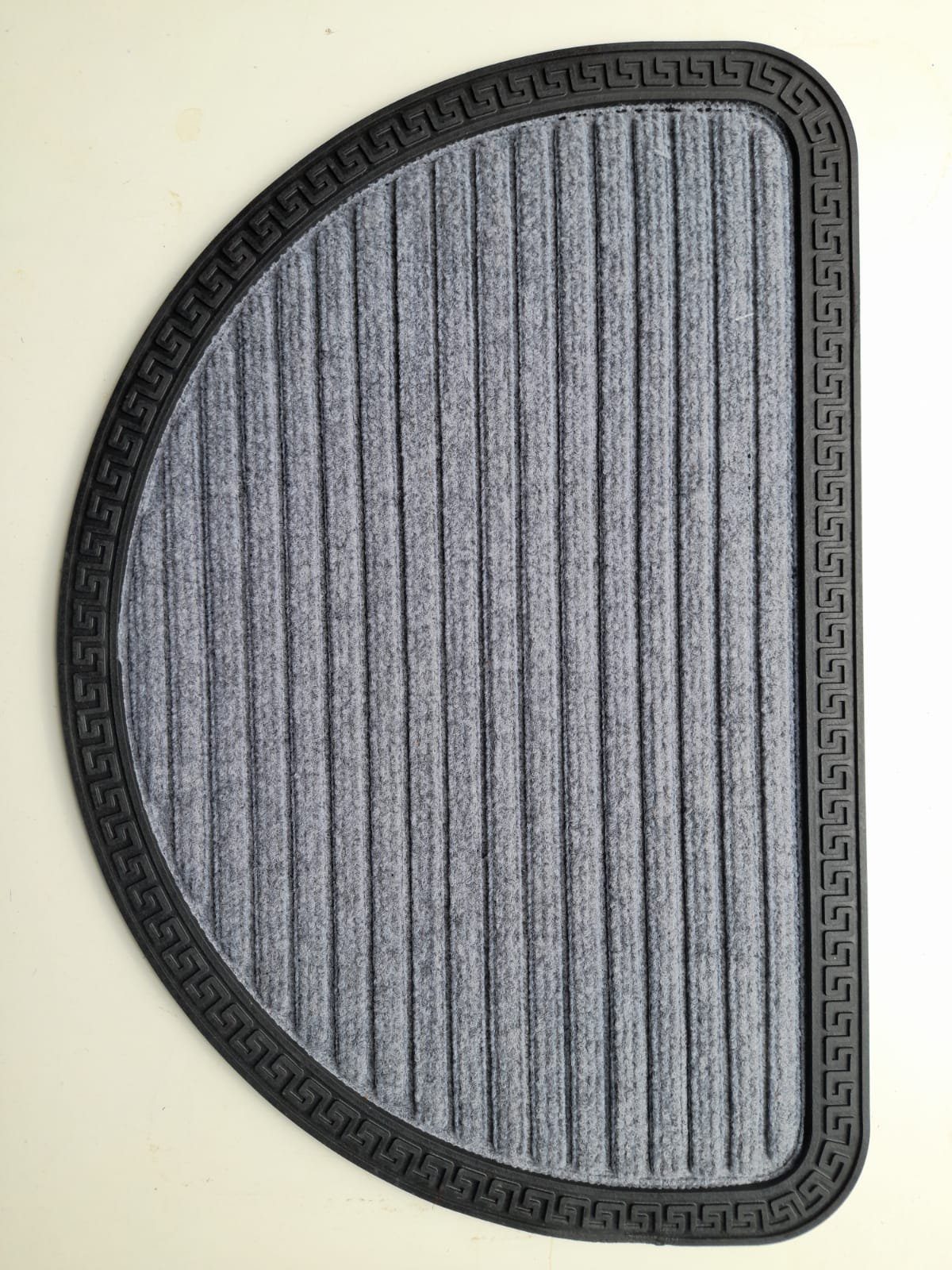 Fußmatte Kreta, oKu-Tex, halbrund, Türvorleger halbrund rechteckig mit  Gummirand griechisches Design rutschfest wetterfest Innen und Außen grau  anthrazit, 40 x 60 cm