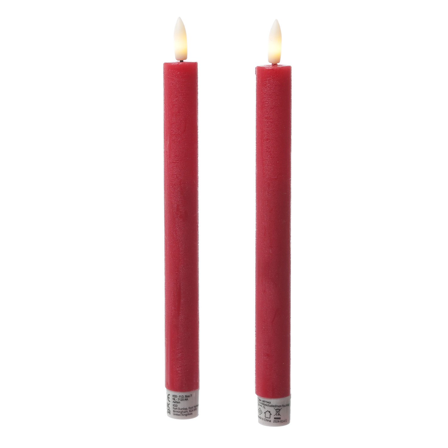 MARELIDA LED-Kerze LED Stabkerzen Tafelkerzen Dinner Spitzkerzen rustikal 24cm rot 2St, LED Classic, warmweiß (2100K bis 3000K) – Bild 2 von 5