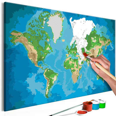 Artgeist Malen nach Zahlen Weltkarte (blau & grün)