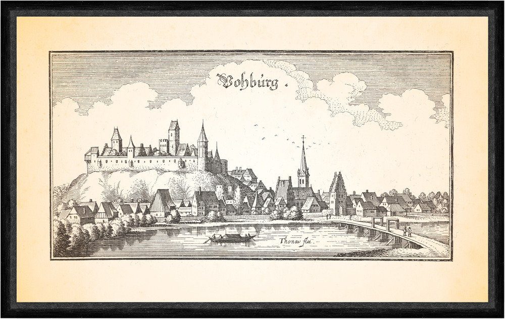 Kunstdruck Vohburg Donau Burg Burgberg Pflegschloss Andreaskirche Faks_Merian 035