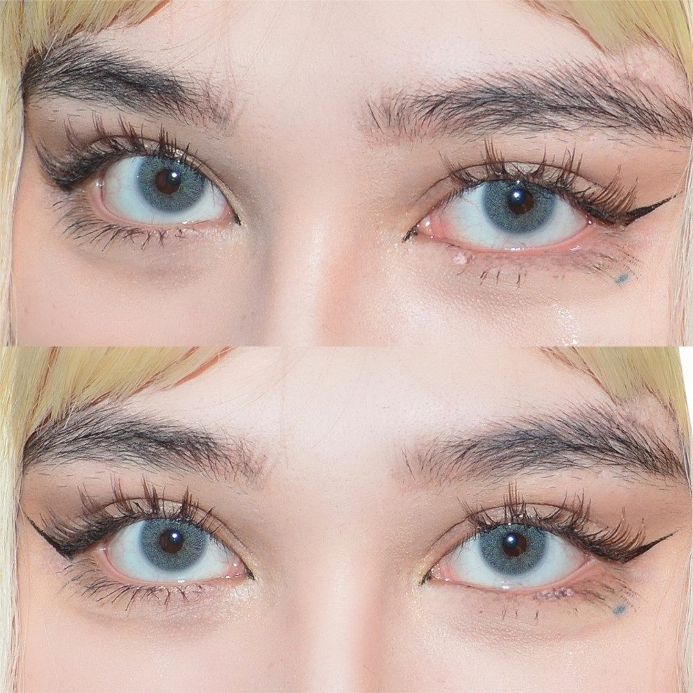 KokoLenses Jahreslinsen Farbige Kontaktlinsen Blau deckend weiche Augen Linsen ohne Sehstärke, Wunderschöne Blaue Jahreslinsen natürliche Kontaktlinsen Damen Herren