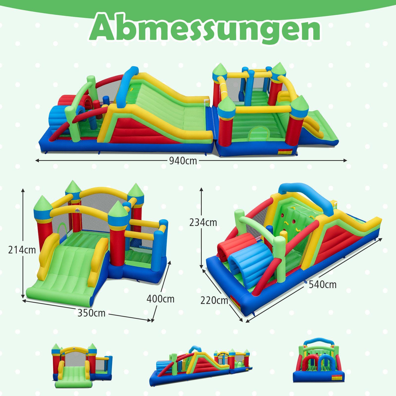 COSTWAY Hüpfburg, (1-tlg), XXL mit Rutsche, Sprungbereich, Kletterwand, Ozeanbällen