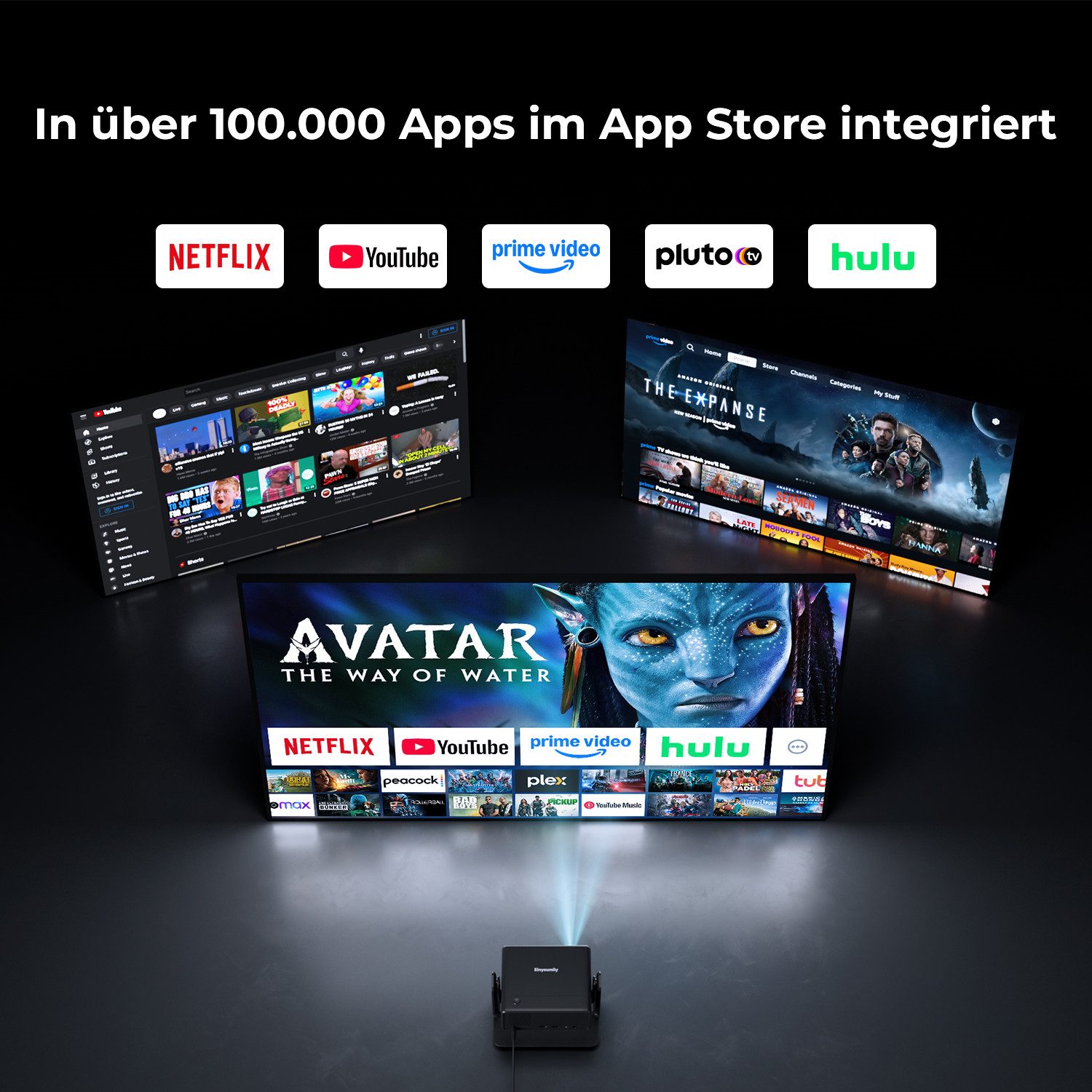 Einyoumily Beamer 4K Mit Netflix Zertifizierung Elektrischer Fokus Heimkino Beamer (28000 lm, 10000:1, 3840x2160 px, Full HD)