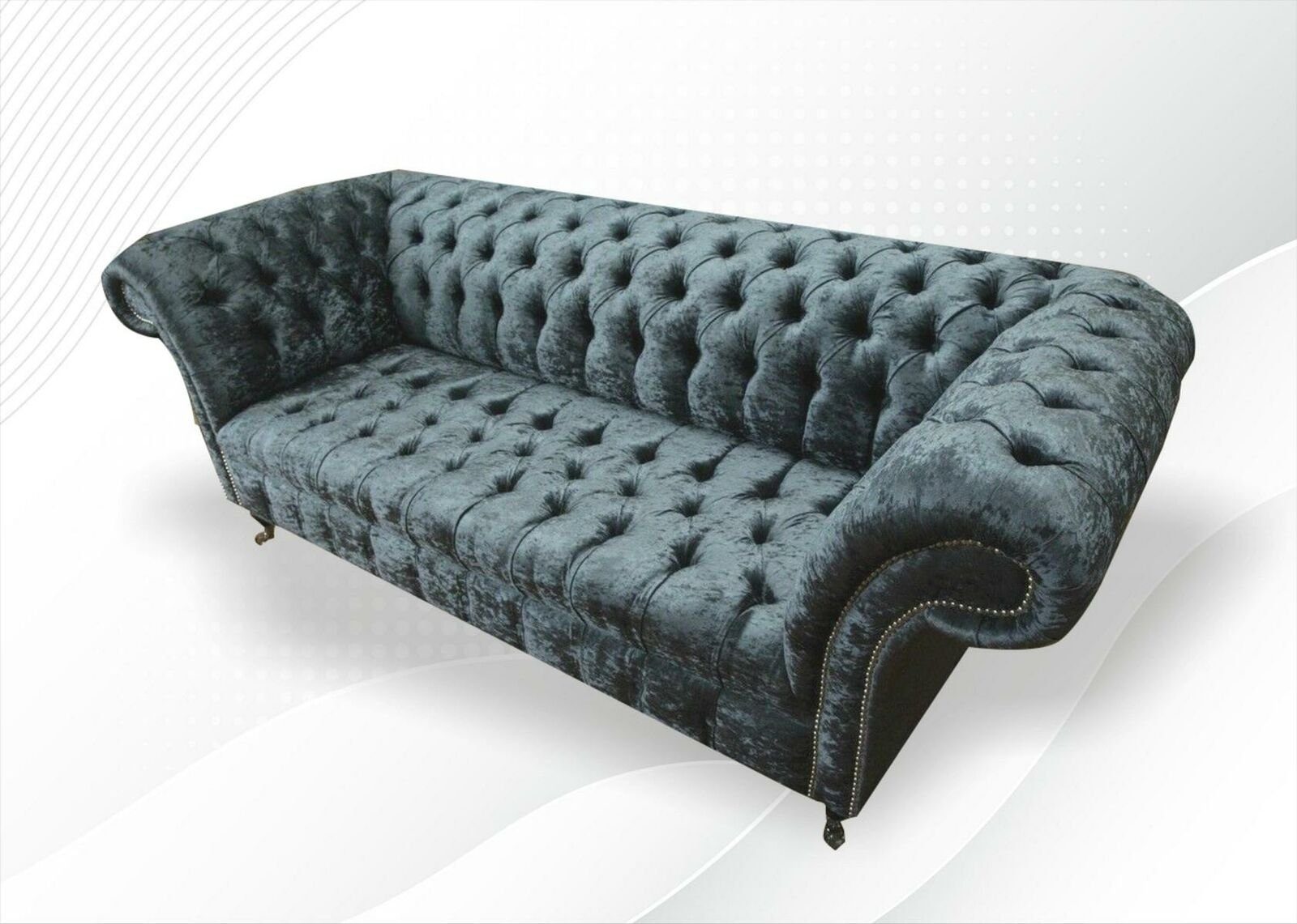 xxl Sofa Couchen Möbel Chesterfield-Sofa, sofas Grau Stoff Wohnzimmer Chesterfield Design Moderne JVmoebel