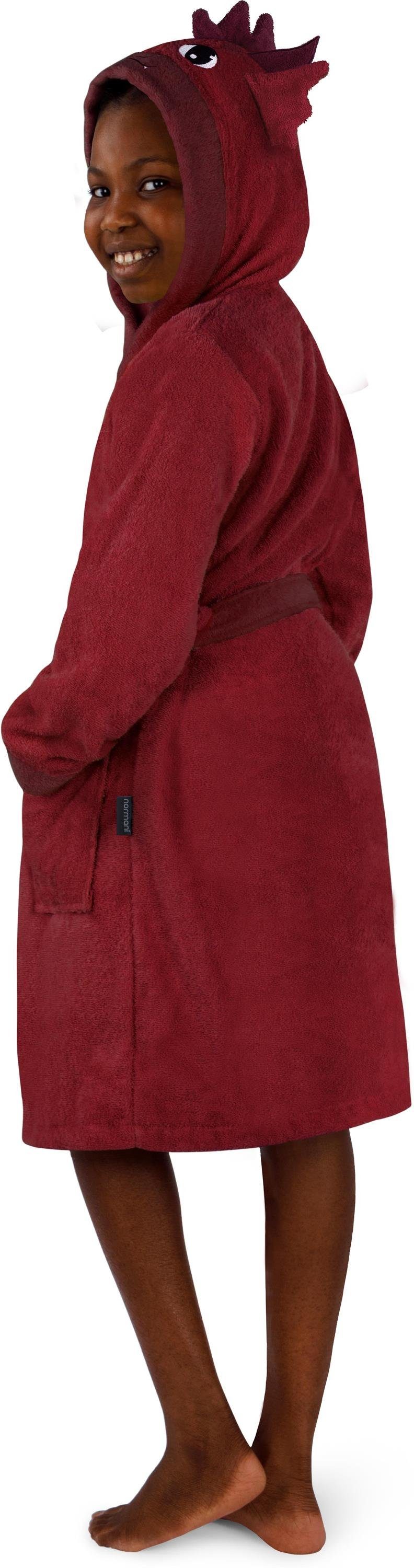 normani Kinderbademantel Kinder Bademantel aus Bio-Baumwolle Malia, Bio-Baumwolle, Kapuze, Bindegürtel, Kinder Bademantel aus weichem und schadtsofffreiem Material