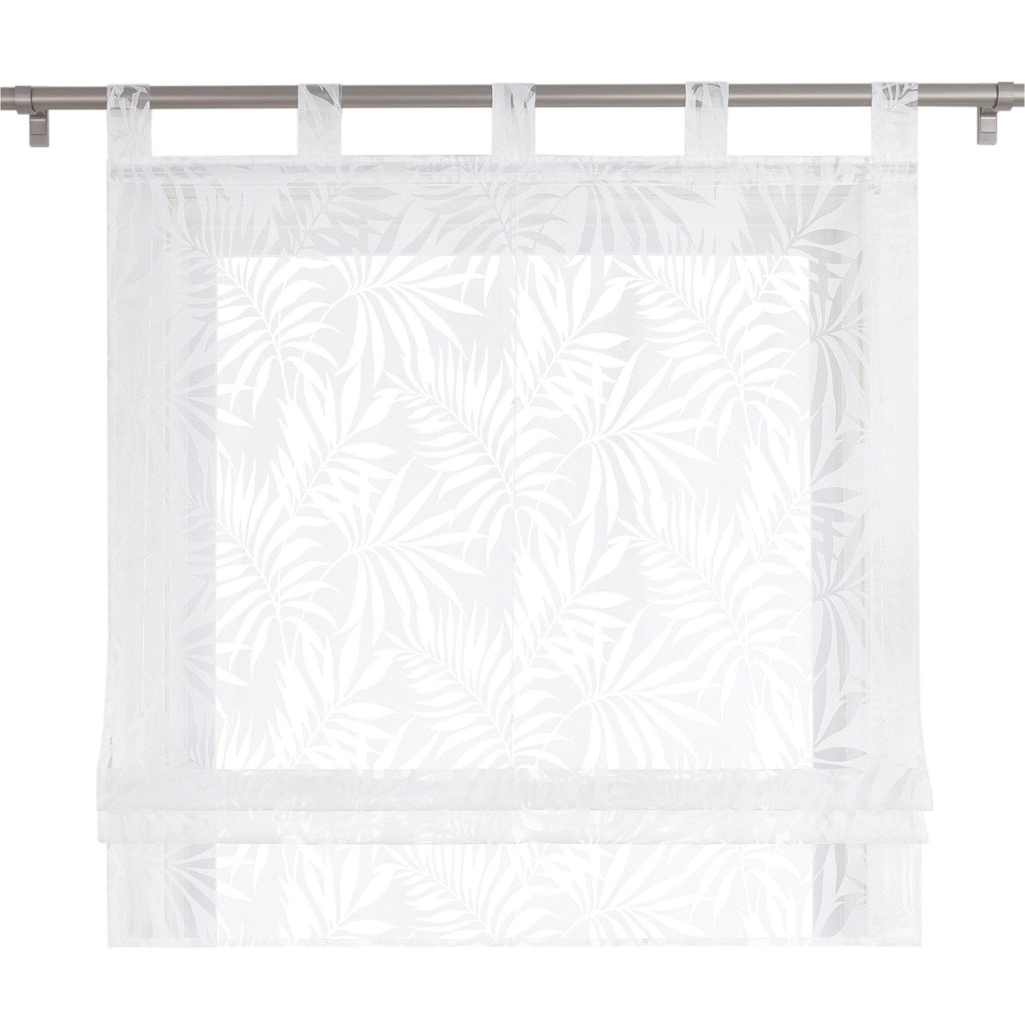 Joyswahl Raffrollo, mit Schlaufen, Ausbrenner Weiß Raffgardinen Landhaussti günstig online kaufen