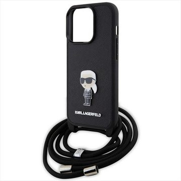 KARL LAGERFELD Smartphone-Hülle Karl Lagerfeld Apple iPhone 15 Pro Schutzhülle Saffiano Metal Pin