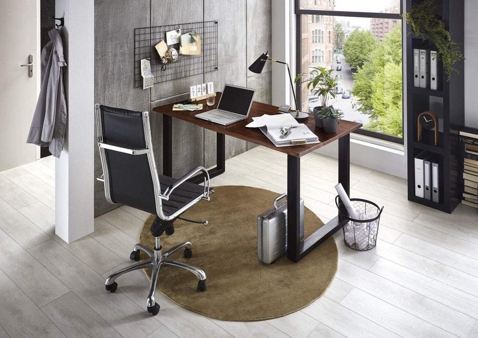 Junado® Schreibtisch Palma, Akazie Massivholz, Stärke Tischplatte 26mm,  natürliche Baumkante