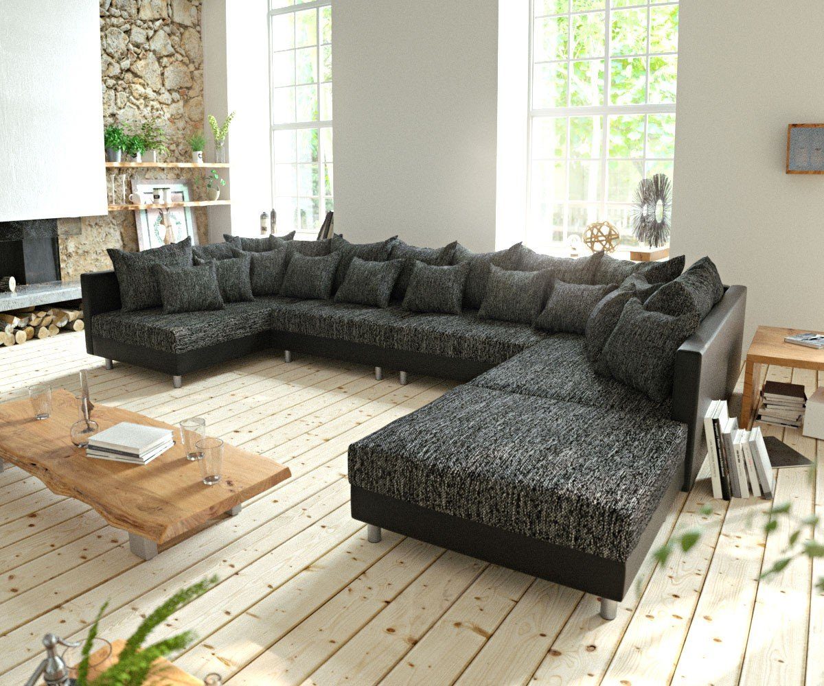 DELIFE Wohnlandschaft Clovis, XL Schwarz mit günstig online kaufen