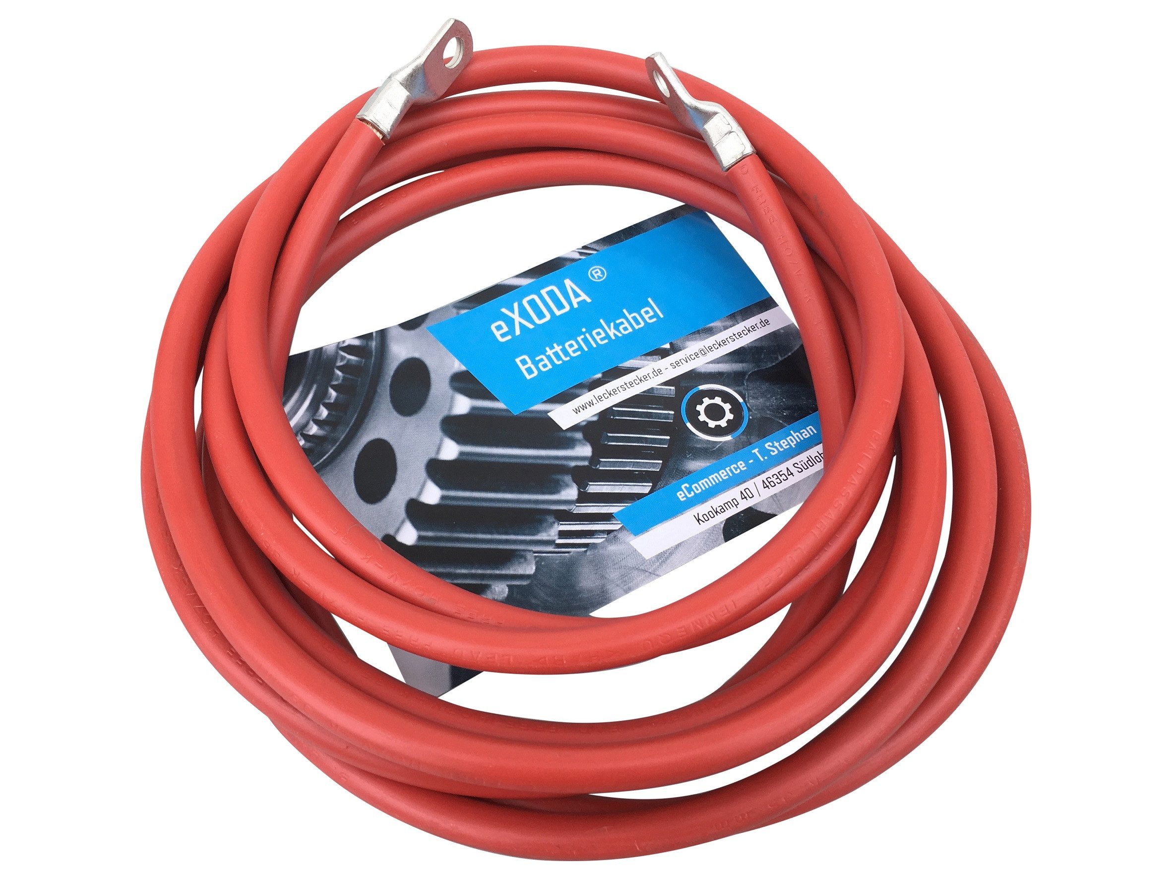 eXODA 50 mm2 M10 M10 Batteriekabel, Rot, (200 cm), 99% Kupfer