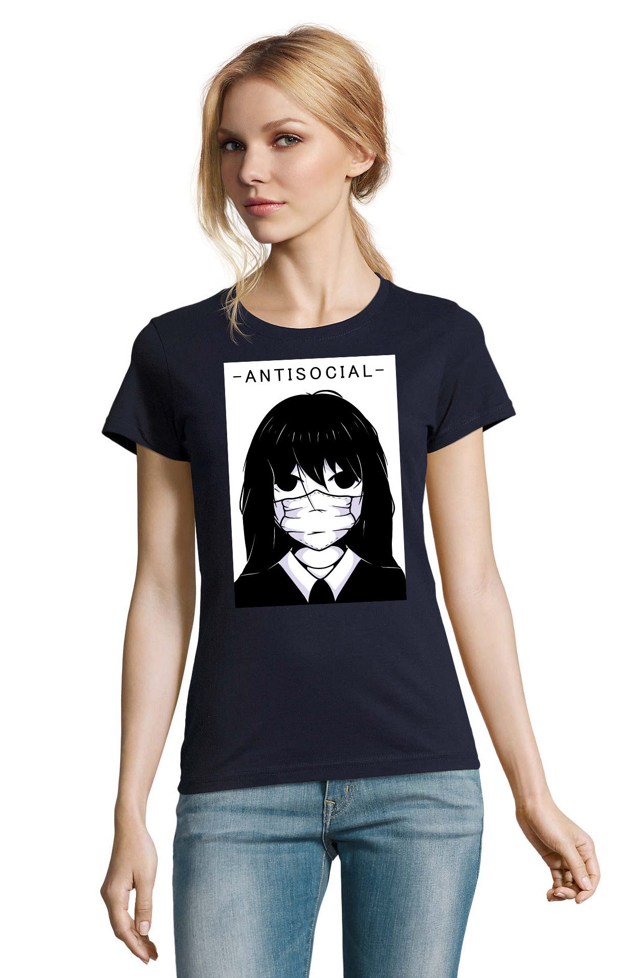 T-Shirt Süßes Anime Manga Japan Goth Punk Antisocial Damen Shirt Motiv