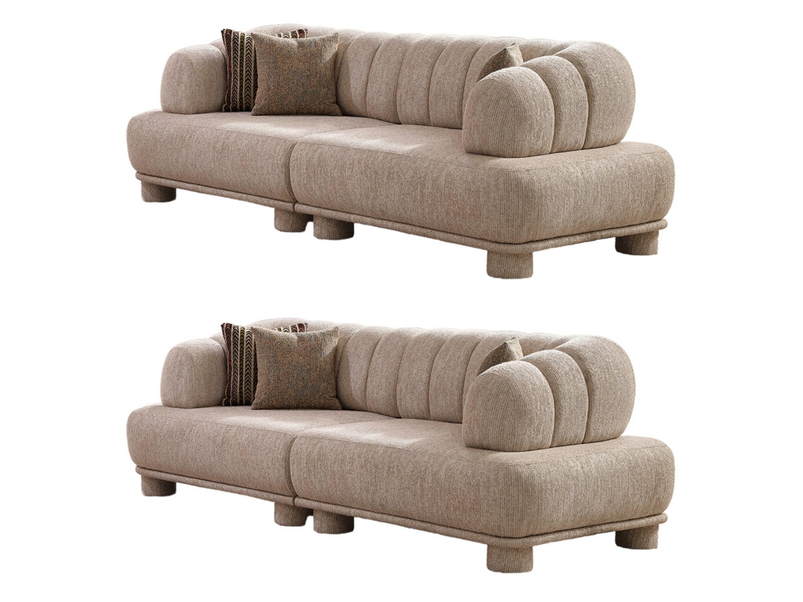 Villa Möbel Polstergarnitur Ephora, (Set, Set besteht aus: 3 Sitzer+3 Sitzer), mit Relax-/Bettfunktion durch verstellbare Rückenlehne