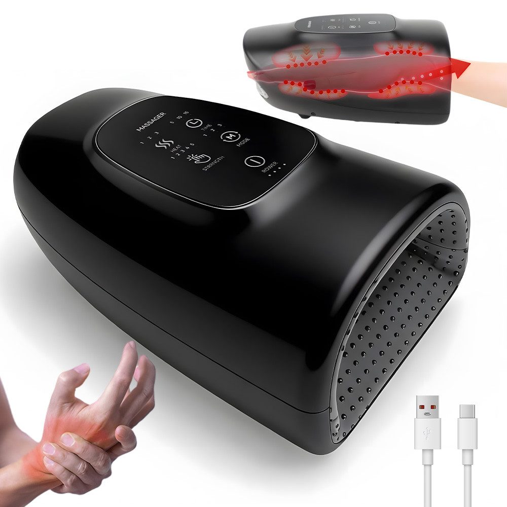 AKKEE Massagegerät Elektrisches Handmassagegerät Mit 3 Heizstufen und 3 Modi, 5 Presse Ebenen