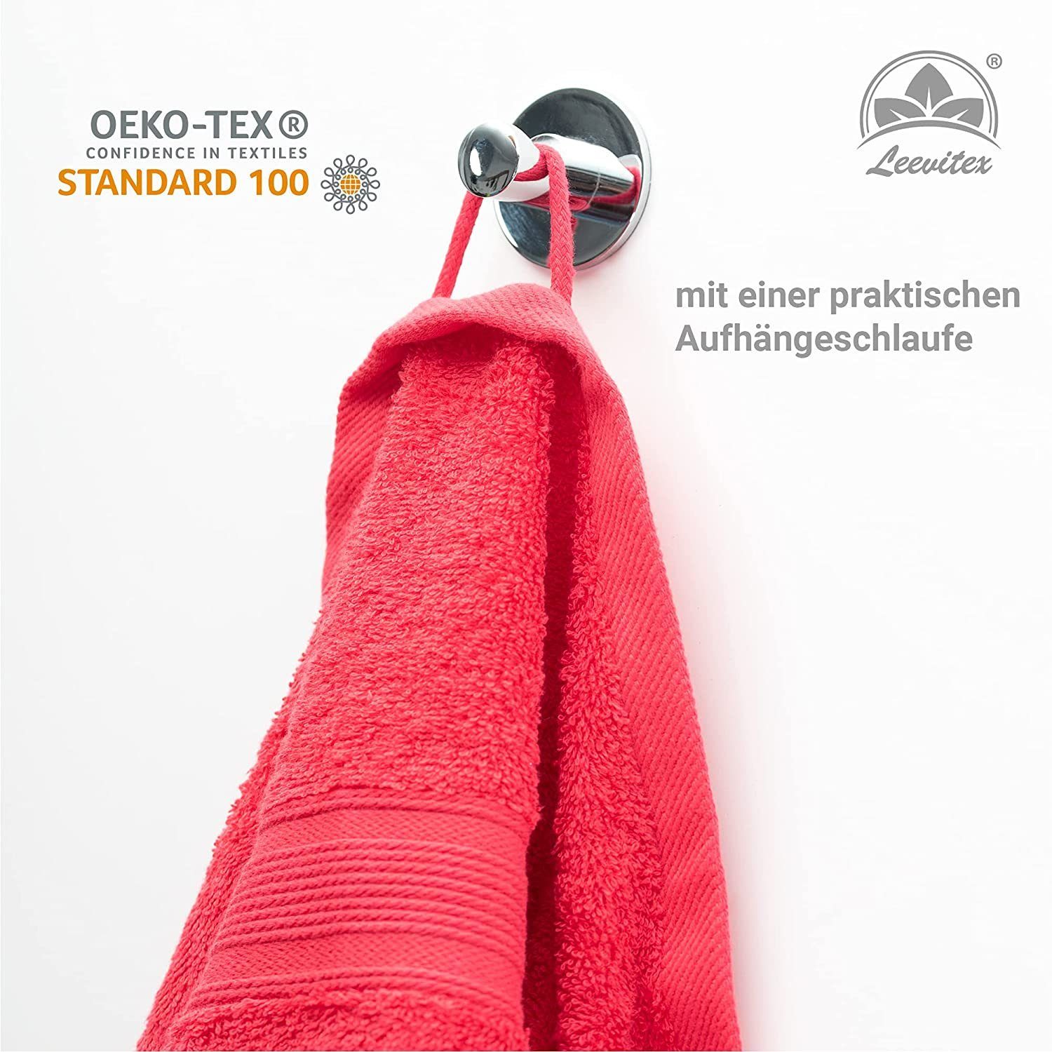 hochwertig Kirschrot Set, 100 Rot Handtuch 50 4er verarbeitet fusselfrei Frottee x & leevitex® / cm,