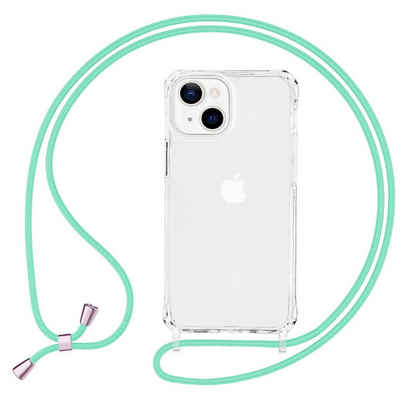 Nalia Handykette Apple iPhone 13 Mini, Klare Hybrid Hülle mit Kette / Schutzhülle zum Umhängen / Handyband