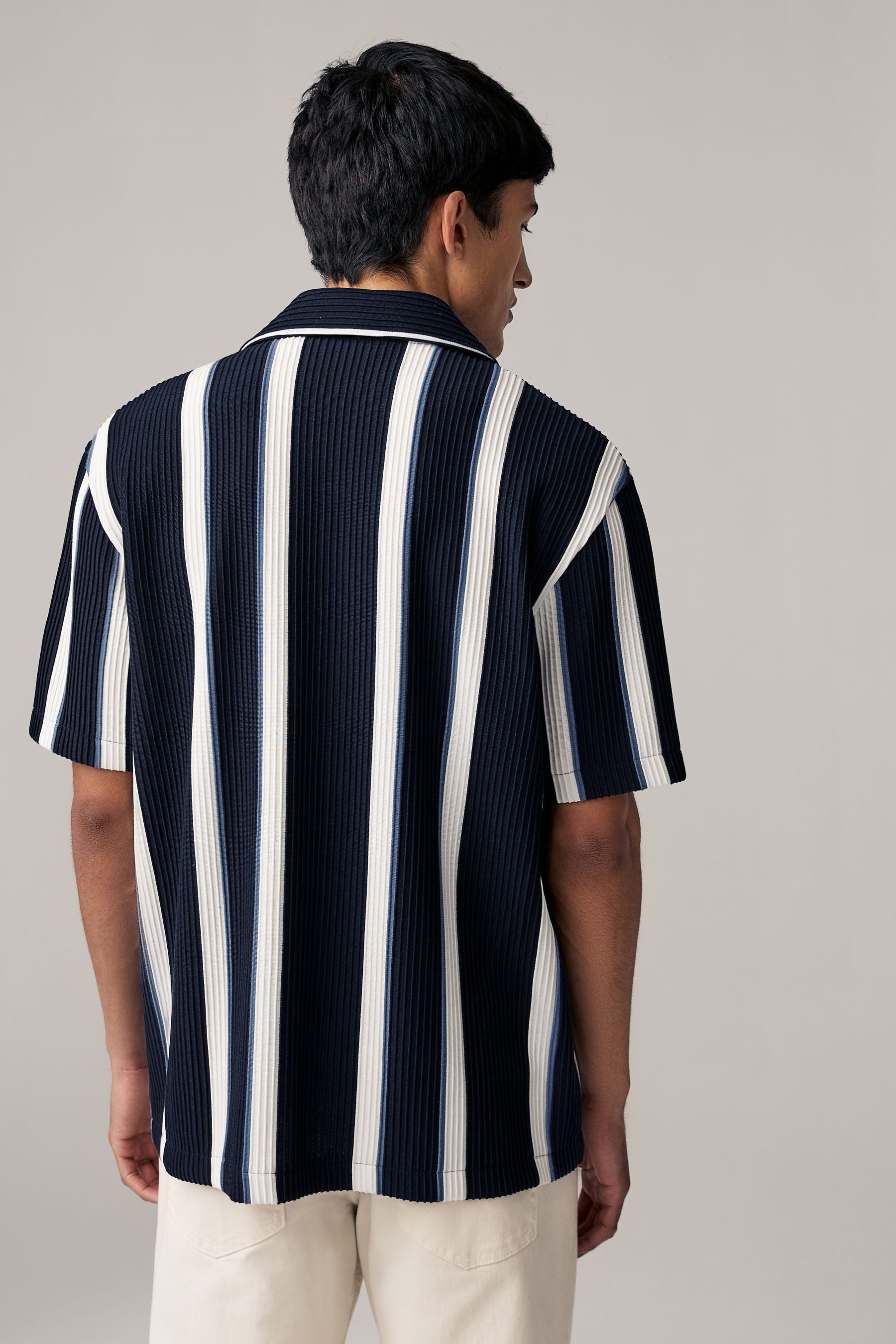 Next Kurzarmhemd Texturiertes Jersey-Hemd mit Streifen günstig online kaufen