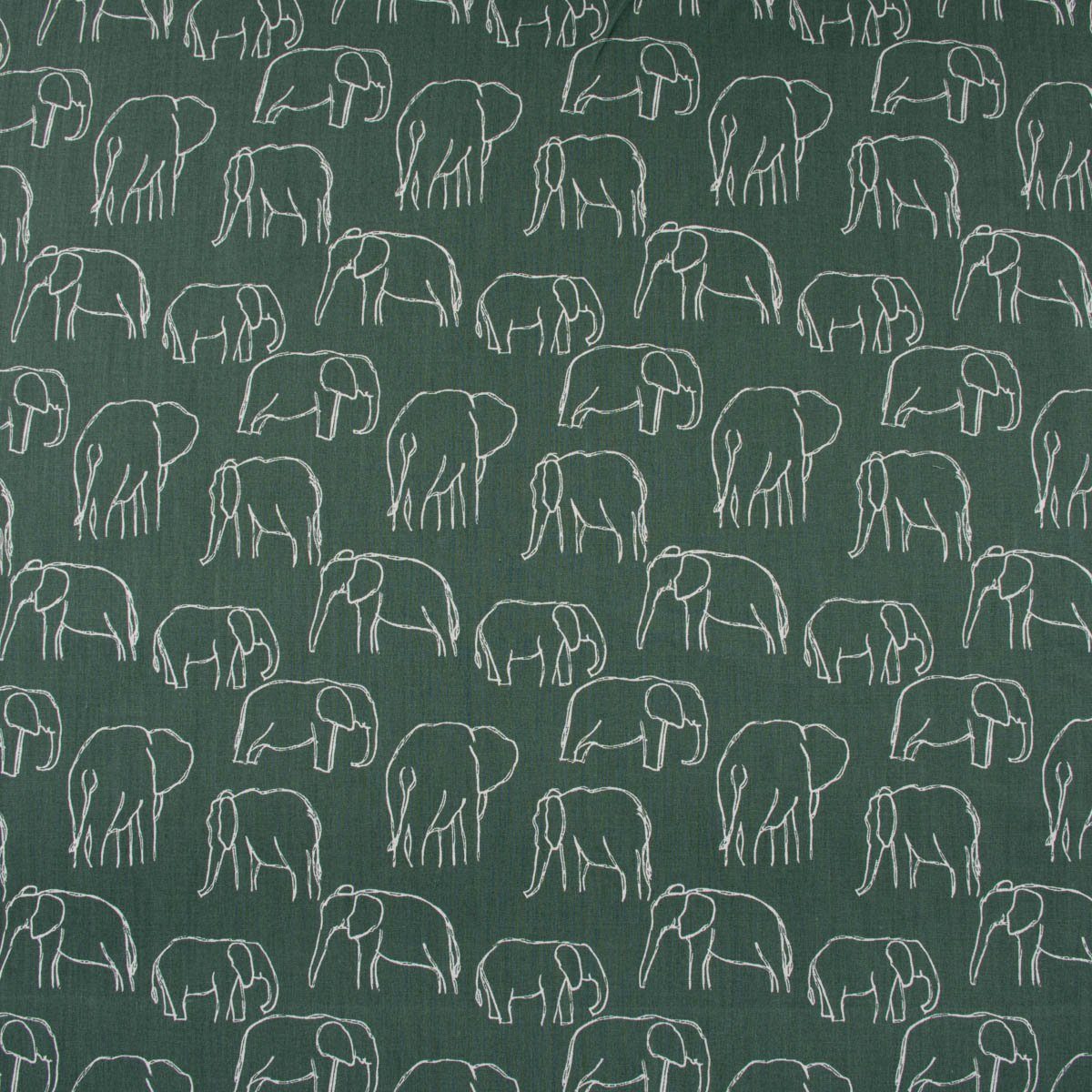 SCHÖNER LEBEN. Stoff Baumwollstoff Meterware Popeline Elefant abstrakt dunkelgrün weiß, allergikergeeignet