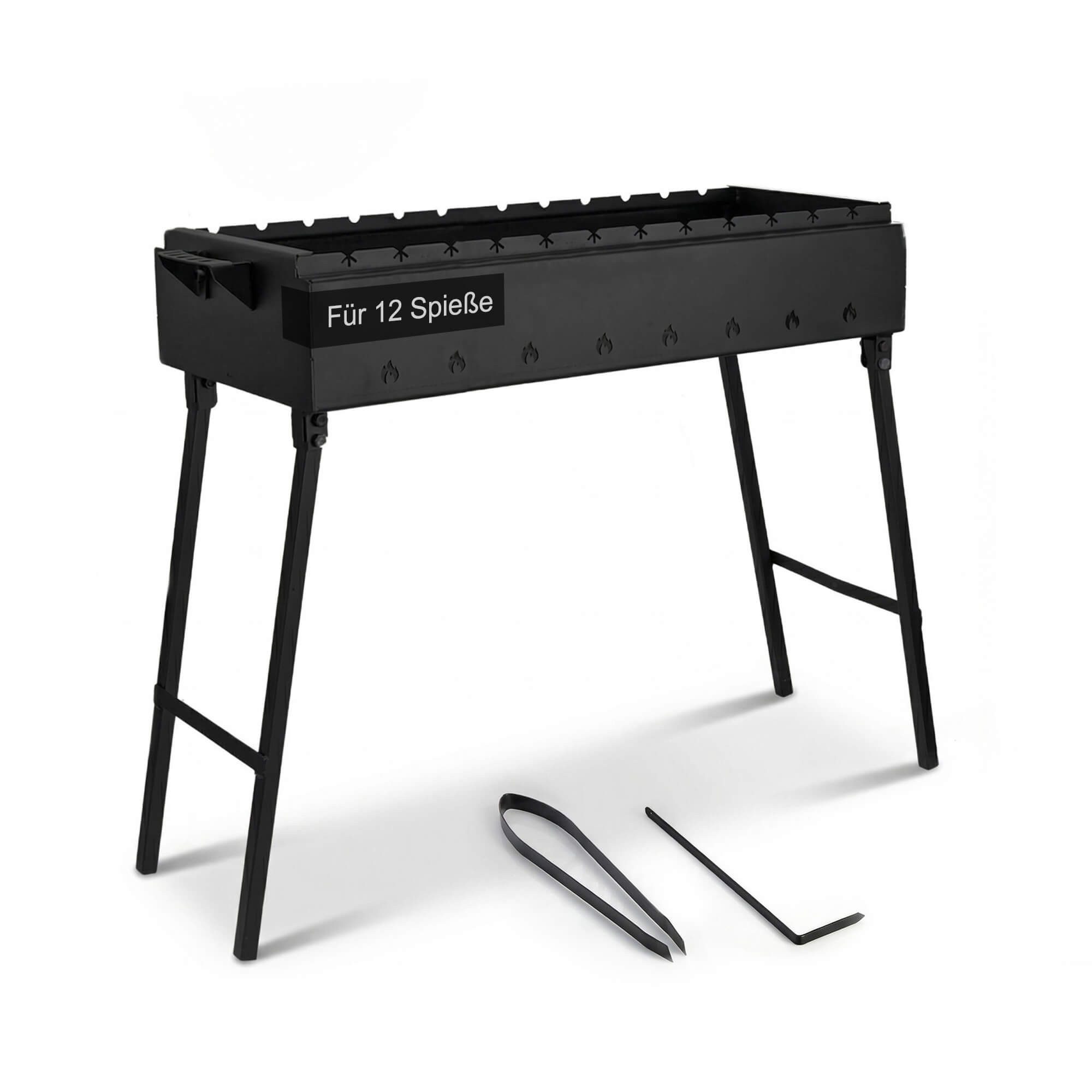 BIG-PAN Feuerkorb Klappbar Mangal für 12 Spieße 80cm Holzkohlegrill