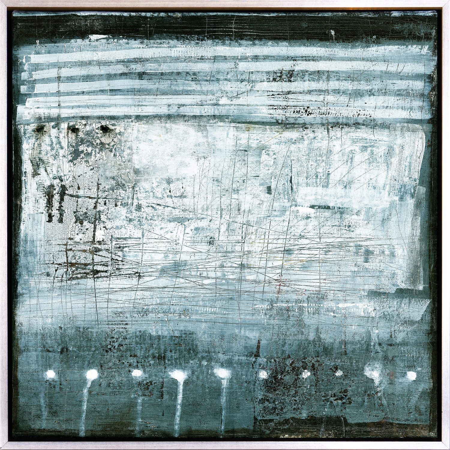queence Leinwandbild Abstrakt Türkis, Abstrakt, Abstrakte, Kunst, Modern, mit einem Schattenfugenrahmen veredelt