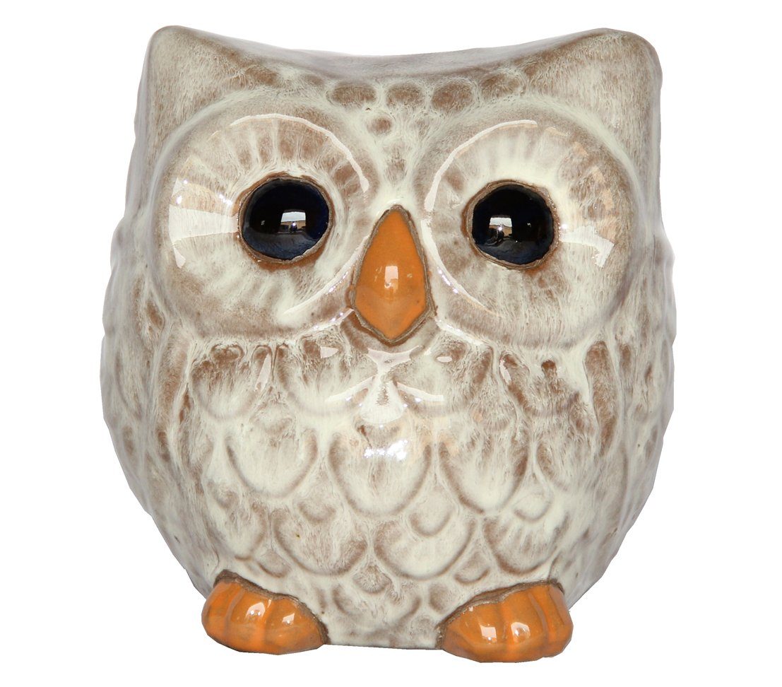 Gartenfigur Eule, 20 x 20 x 18 cm, Keramik, beige