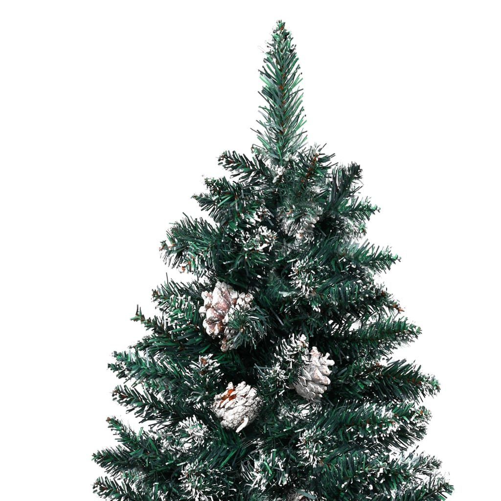 furnicato Künstlicher Weihnachtsbaum Weihnachtsbaum 180 cm mit und Schlank Schnee Echtholz Grün