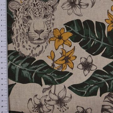 SCHÖNER LEBEN. Tischdecke SCHÖNER LEBEN. Tischdecke Blätter Leopard Dschungel natur grün gelb, handmade