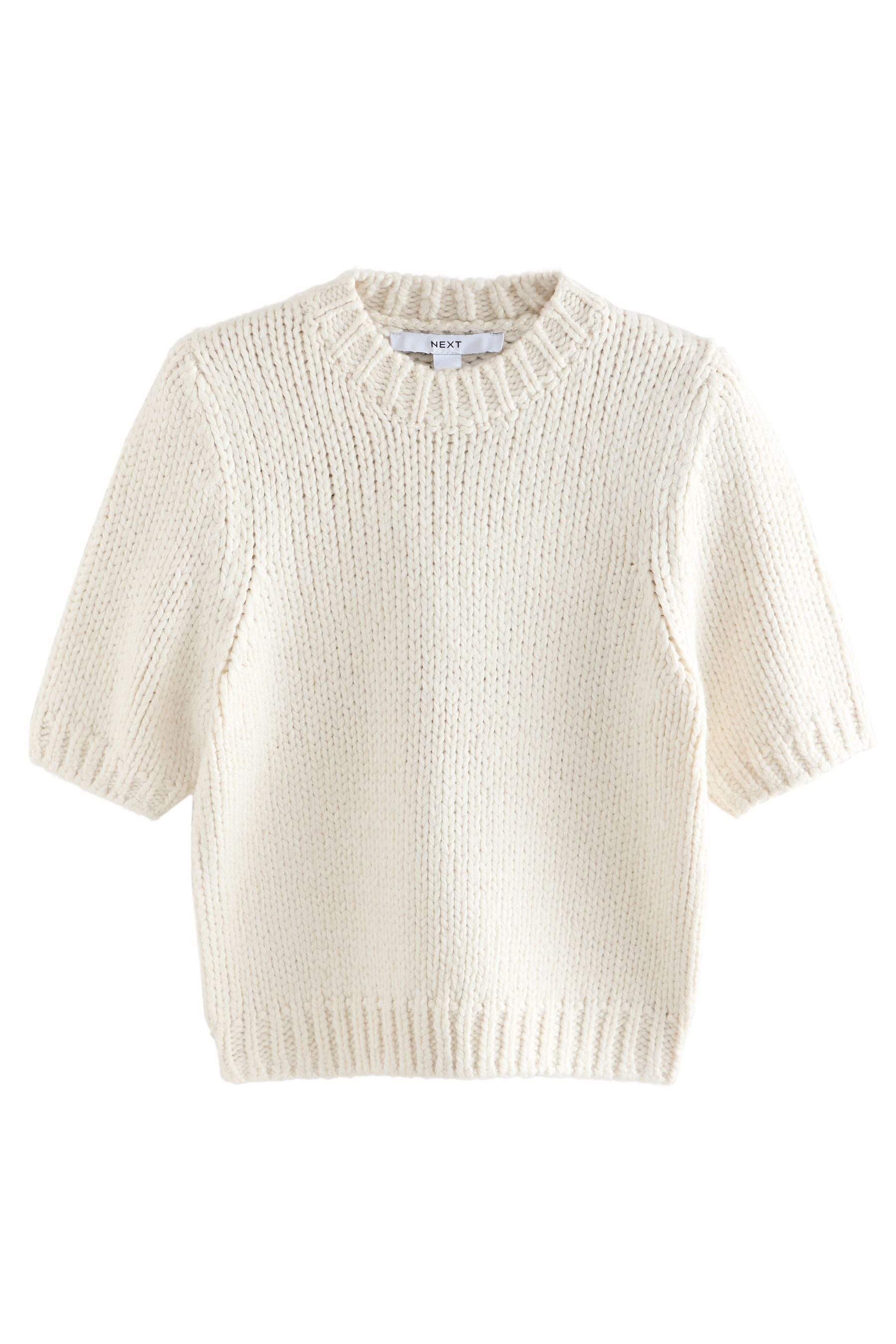 Next Kurzarmpullover Twist-Strick T-Shirt mit halblangen Ärmeln (1-tlg)