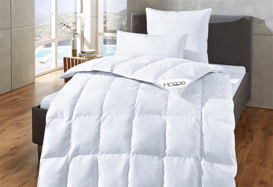 Home affaire Daunenbettdecke + Kopfkissen Köniz, Bettdecke 135x200&155x220 cm mit 80x80 cm Kissen Made in Green, Füllung: Bettdecke 60% Daunen & 40% Federn, 2-tlg., Set mit Kissen, allergiker geeignet (Hausstauballergiker)