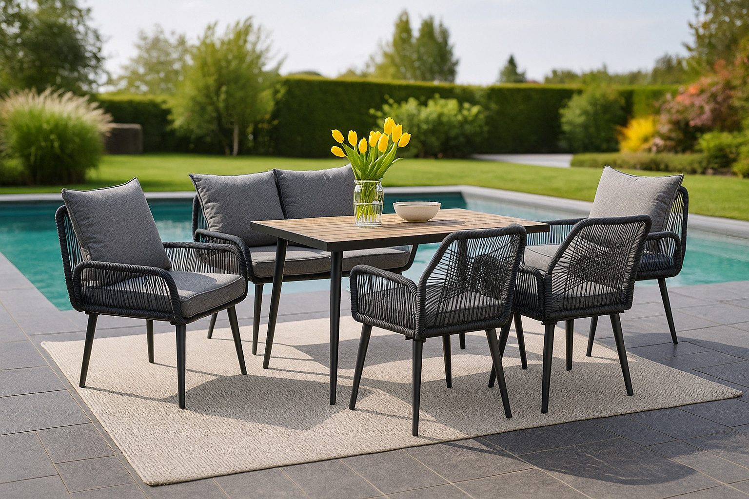 Swing&Harmonie Gartenlounge-Set für 4-6 Personen mit Tisch, Sofa, Stühle, E günstig online kaufen
