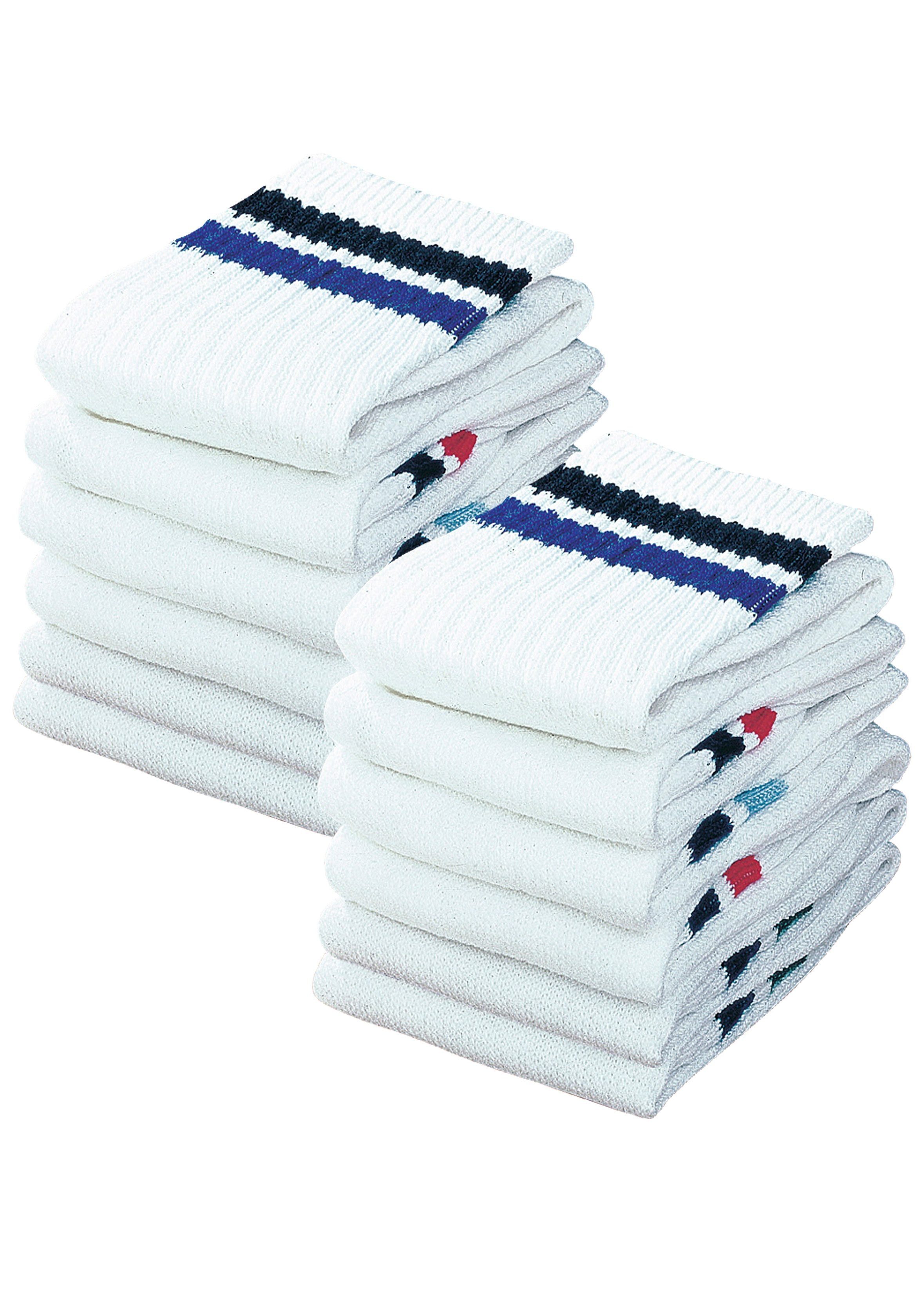 Go in Tennissocken Damen Herren Kinder Sportsocken mit Ringel aus Atmungsaktive Baumwolle (Packung, 12-Paar, Großpackung bis Gr. 47-50) mit Frottee, Kindersocken, Damensocken, Herrensocken