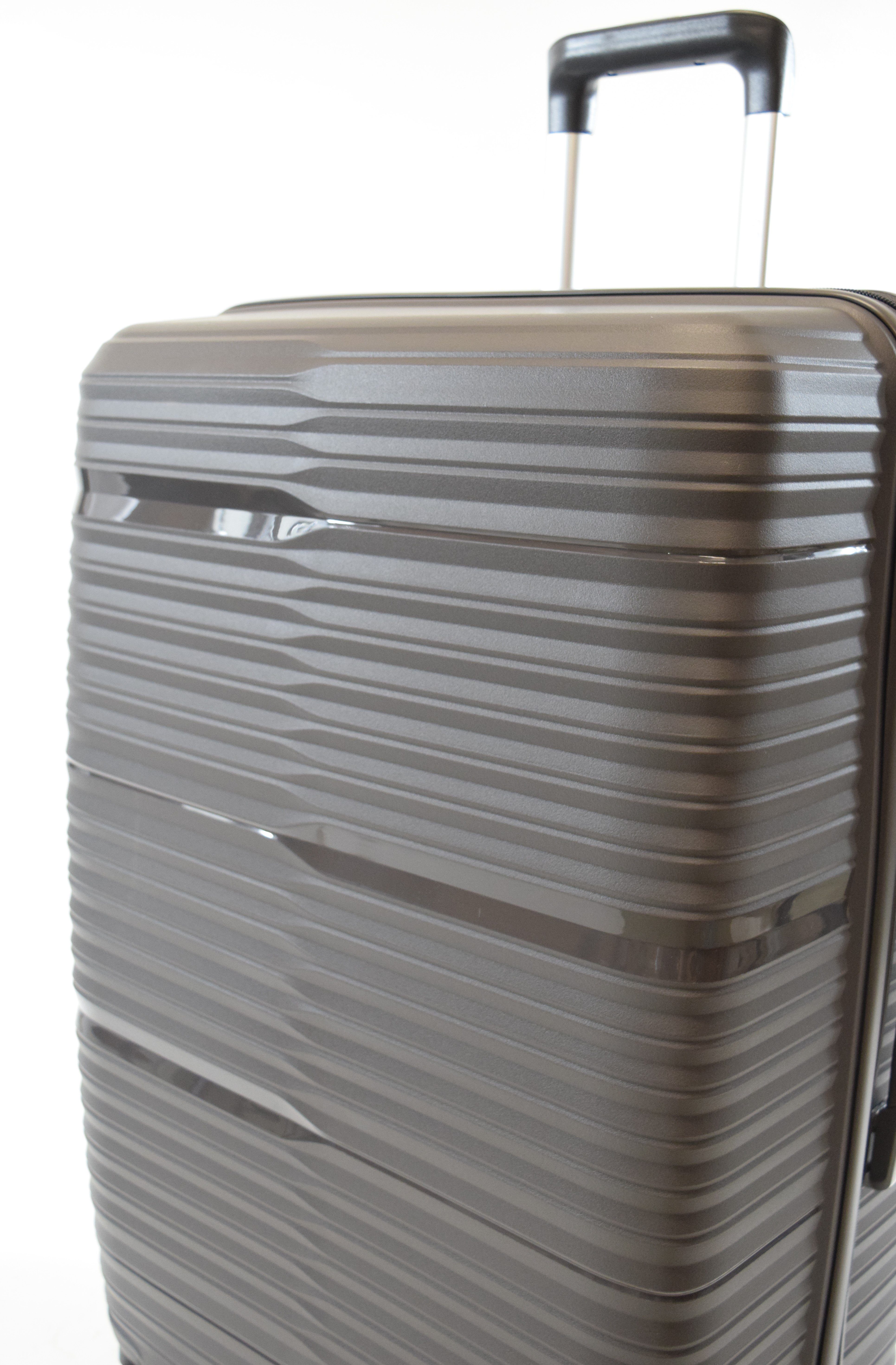 Zimmert Leather Hartschalen-Trolley Flightourer, 4 Rollen, Grau, Blau, Polypropylen, Bruchsicher, versenktes TSA Schloss
