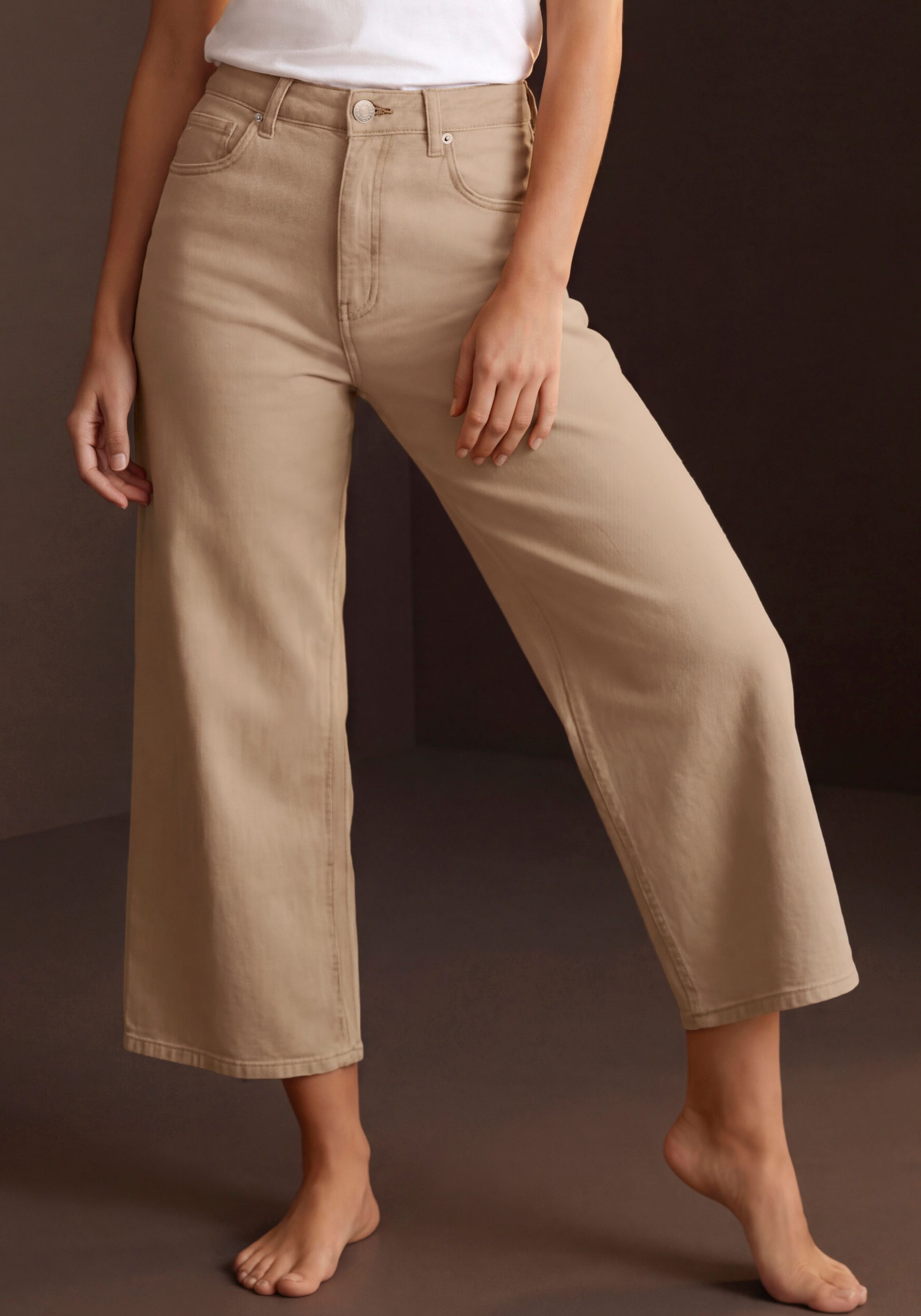 LASCANA 7/8-Jeans in modischer Culotte-Form aus Baumwoll-Denim, Straight-Leg, Sommerhose