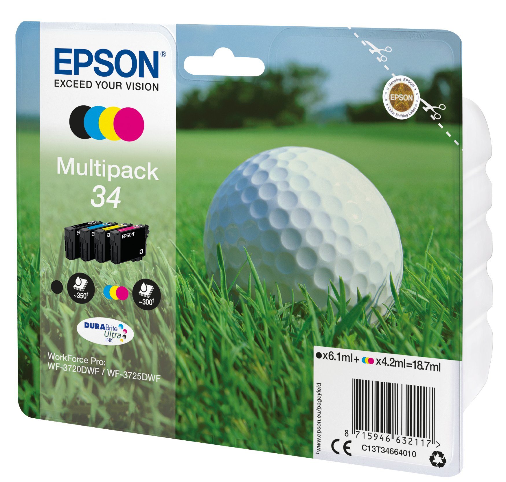 Ink Golf DURABrite ball Tintenpatrone 34 4-colours Ultra cyan, Epson Multipack gelb Epson schwarz, magenta,