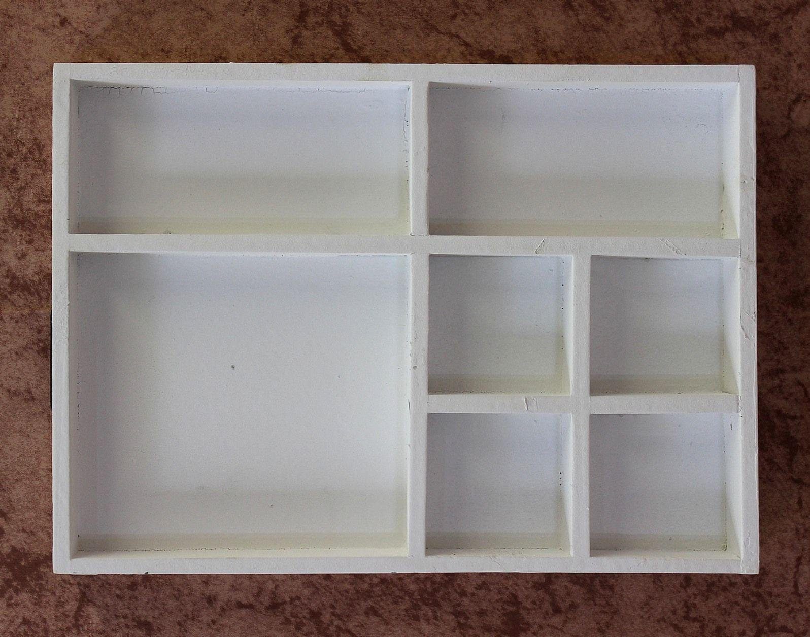 DanDiBo Schubladenbox Sortierkasten Setzkasten 12291 Weiß 32 cm aus Holz Sammlervitrine, Sortierschublade