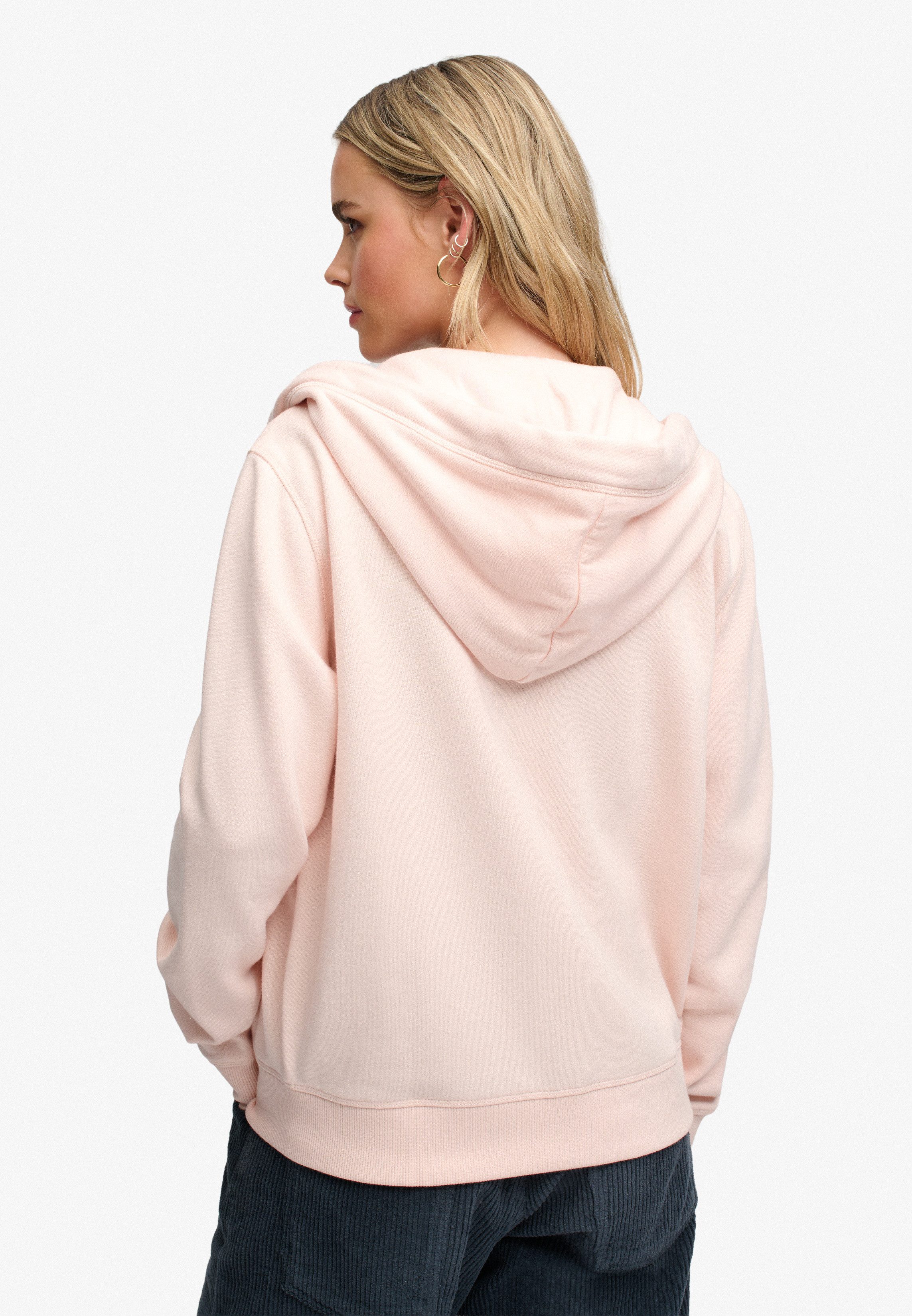 Superdry Kapuzensweatjacke SIGNATURE EMB ZIPHOOD Baumwollmischung, relaxed fit