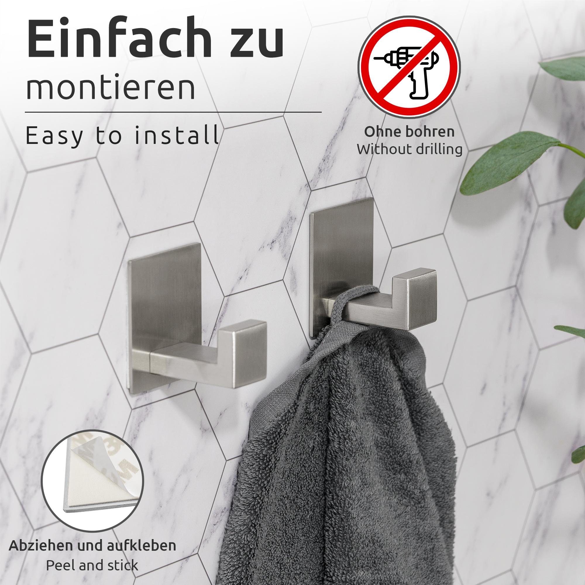 ECENCE Handtuchhalter 2x Handtuchhaken ohne Bohren selbstklebend – Bild 4 von 5