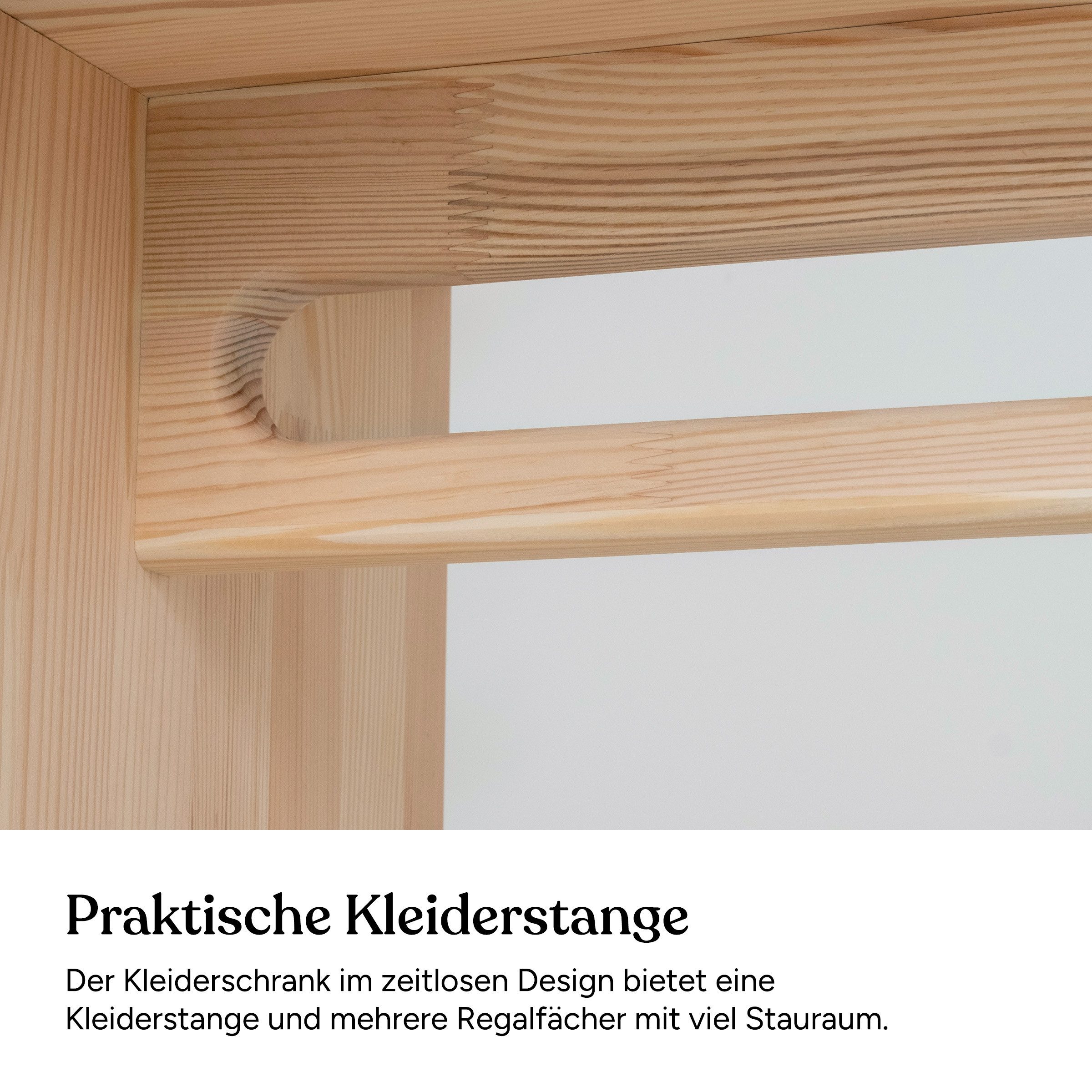 Ehrenkind Kinderkleiderschrank Montessori, Kiefer Natur, hochwertiges & robustes Holz (Kinderregal, Garderobenschrank) Kleiderschrank Kinderzimmer, Kindergarder – Bild 5 von 5
