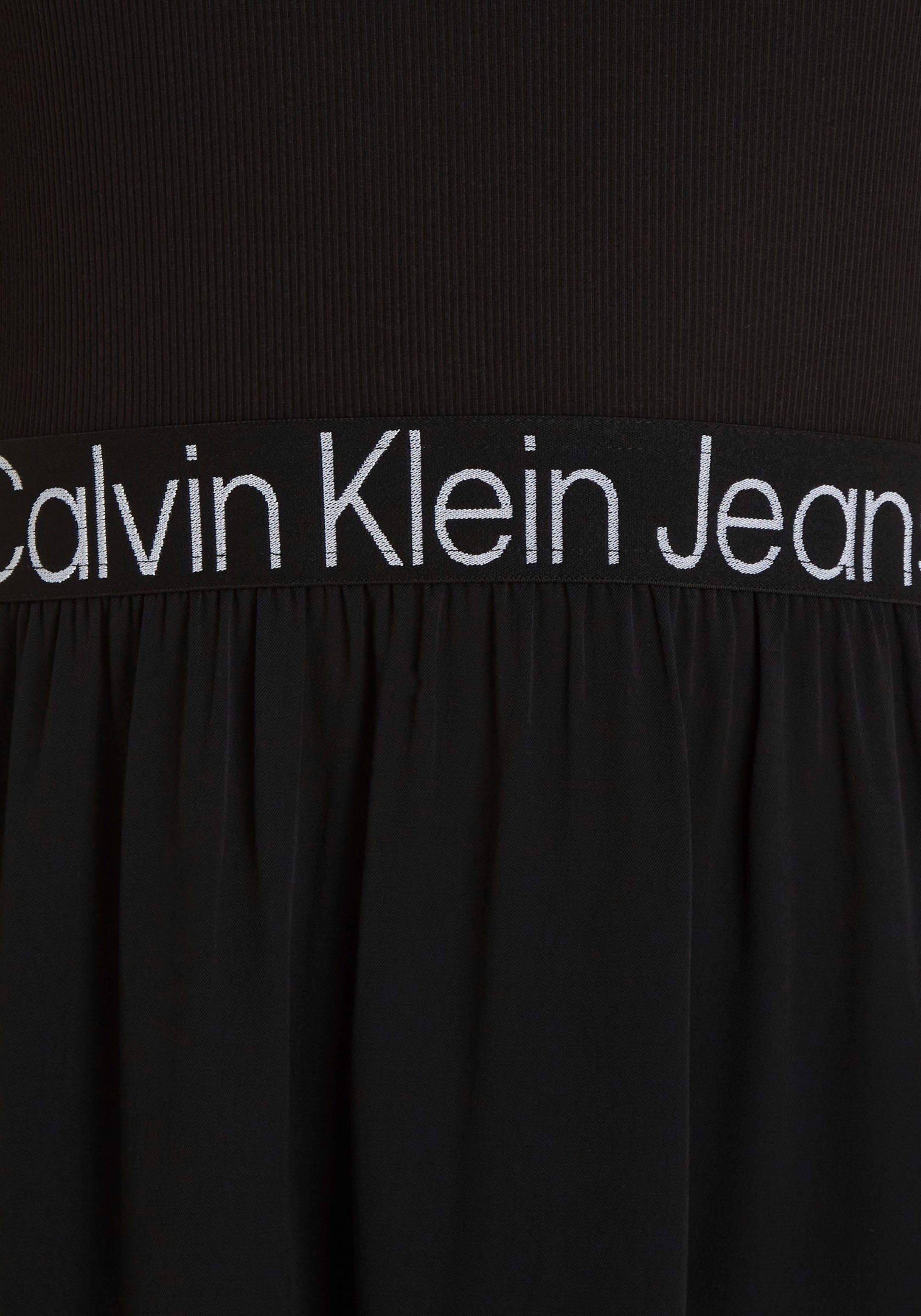 Klein im Jeans Materialmix 2-in-1-Kleid Calvin schwarz
