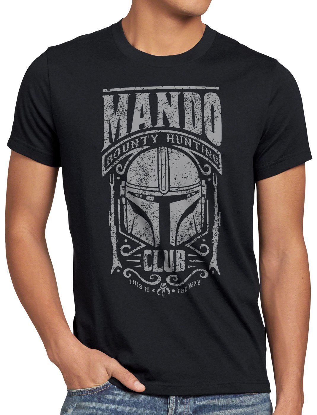 style3 Print-Shirt schwarz bounty Mando yoda baby T-Shirt Herren hunter