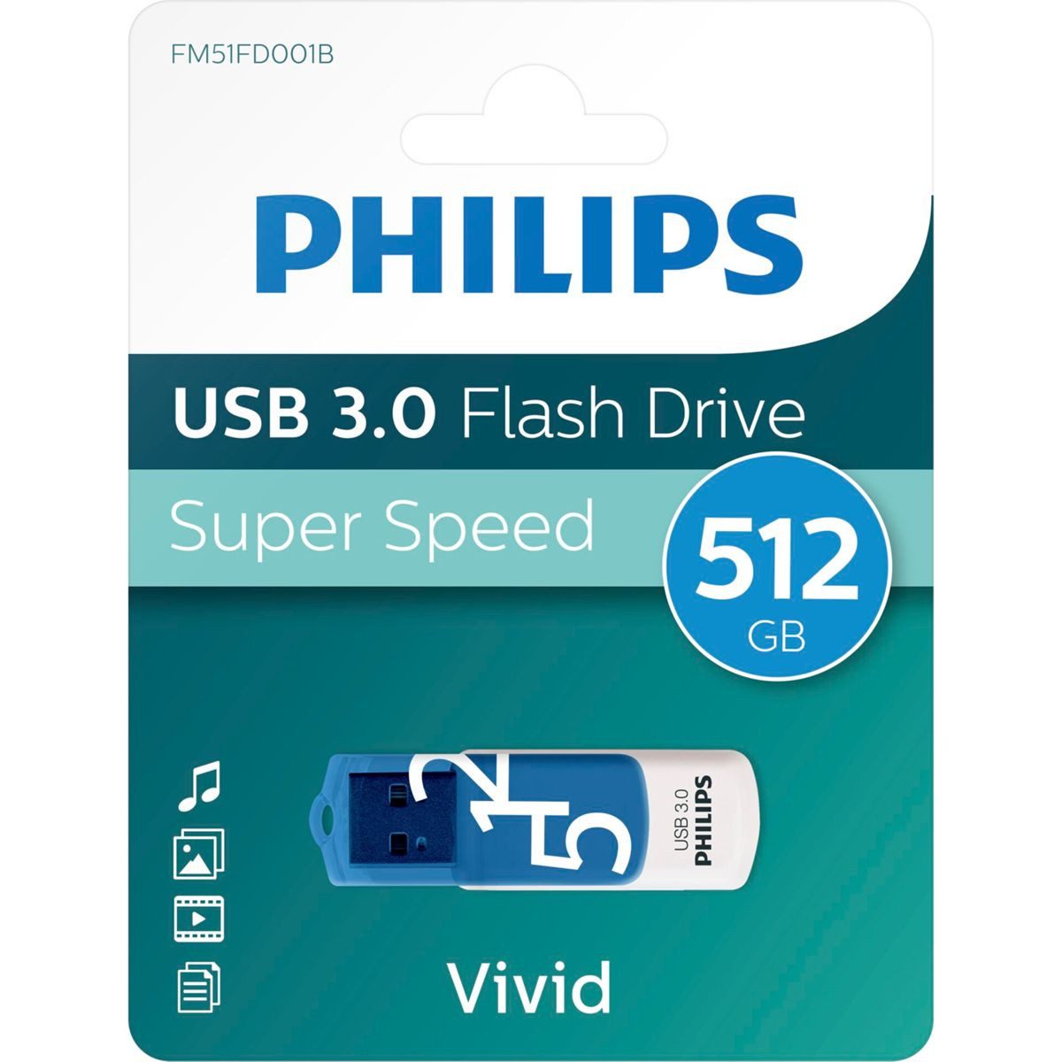 Philips USB 3.0 512GB Vivid Edition Spring Blue USB-Stick – Bild 2 von 2