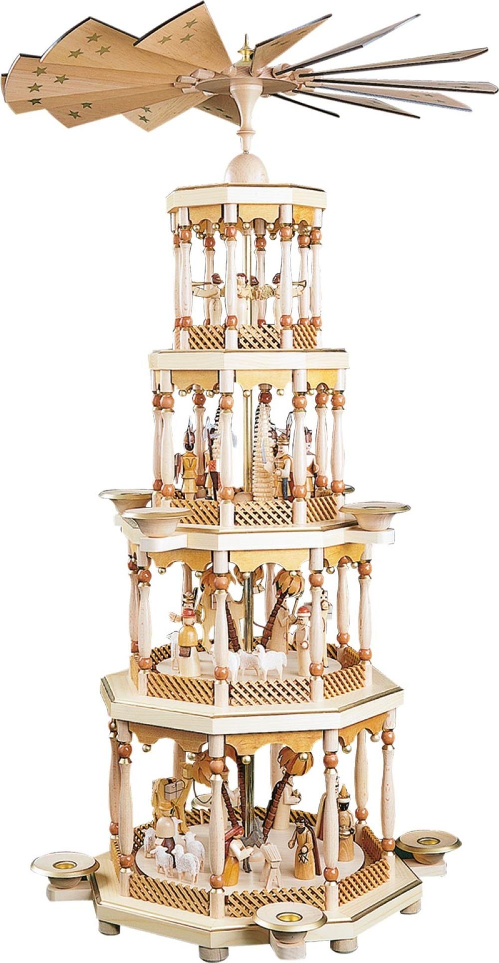 Weihnachtspyramide Pyramide Christi Geburt natur 4-stöckig 94 cm hoch