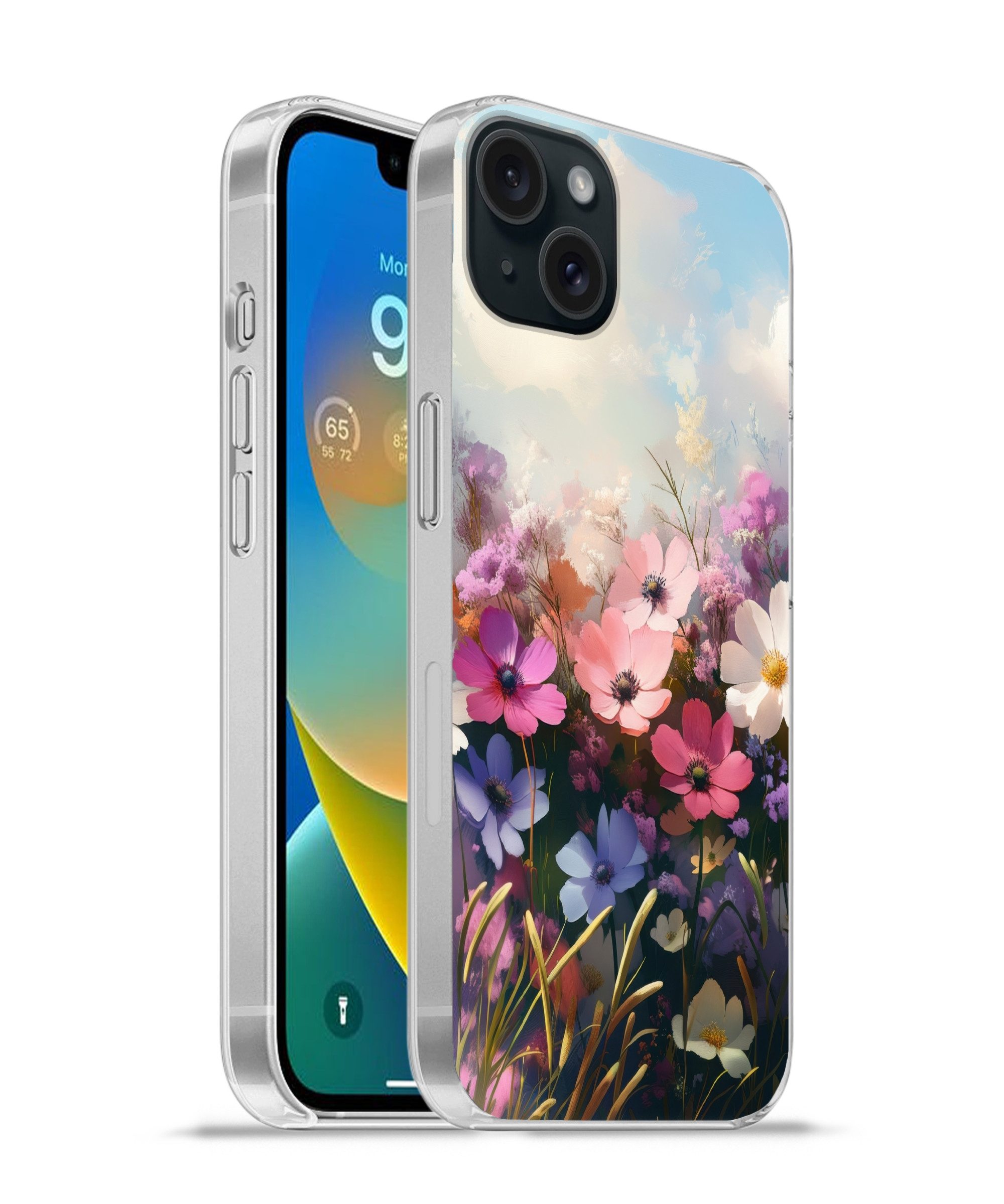MuchoWow Handyhülle für Apple iPhone 15 Plus Blumen - Bunt - Blühend, Smartphone-Bumper, Print, Handy Schutzhülle Dünn