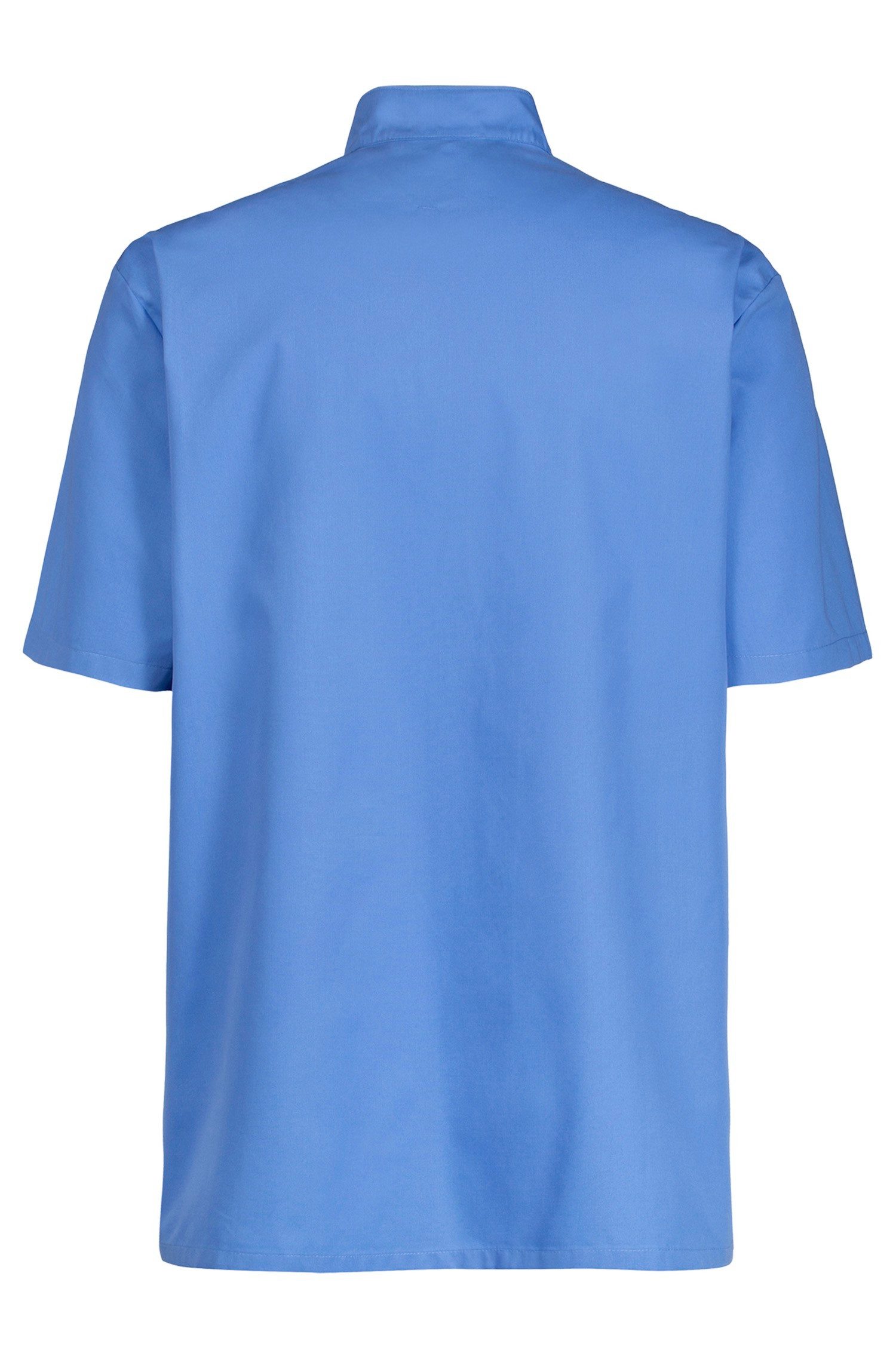 GREIFF Schlupfbluse Greiff CARE unisex Kasack Kurzarm Regular Fit Mittelblau