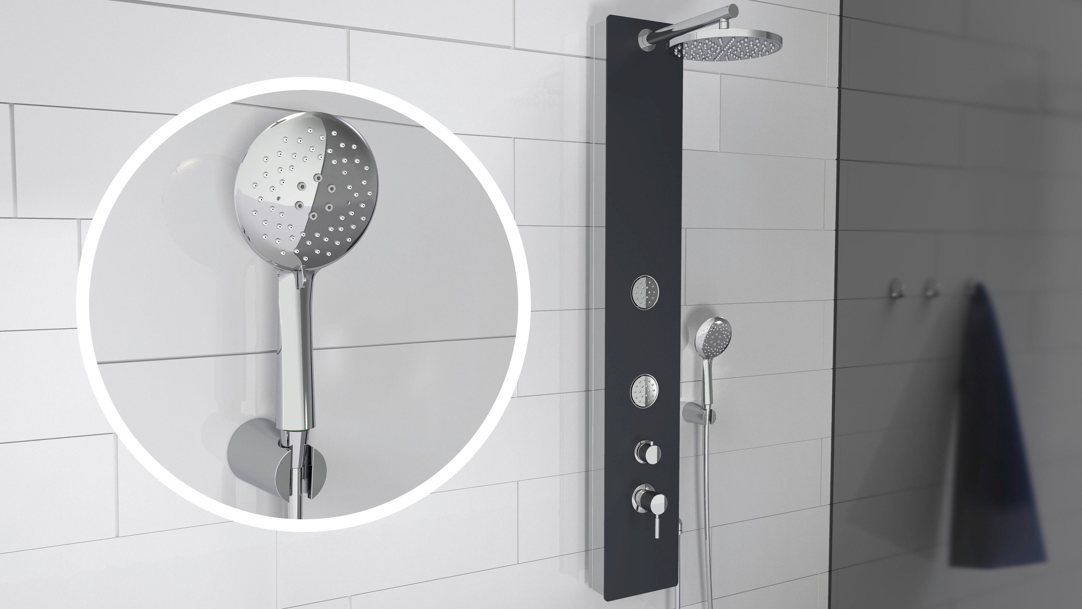 Schütte Duschsäule, Höhe 145 cm, Duschsystem mit Regendusche & Massagedüsen,Handbrause mit 3 Funktionen