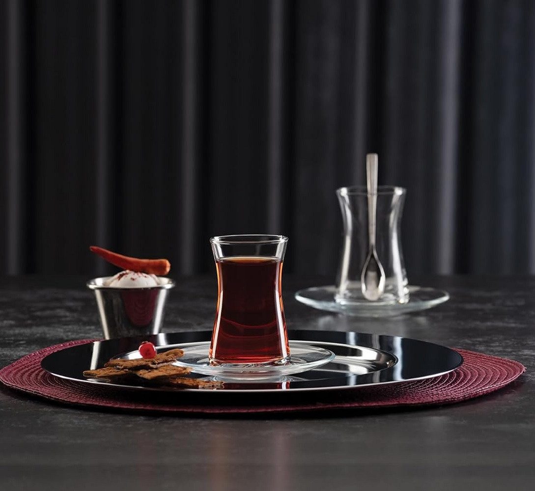 Pasabahce Auflaufform Pasabahce Heybeli Teeglas mit Untertasse 160 ml 6er Set, Glas – Bild 3 von 4